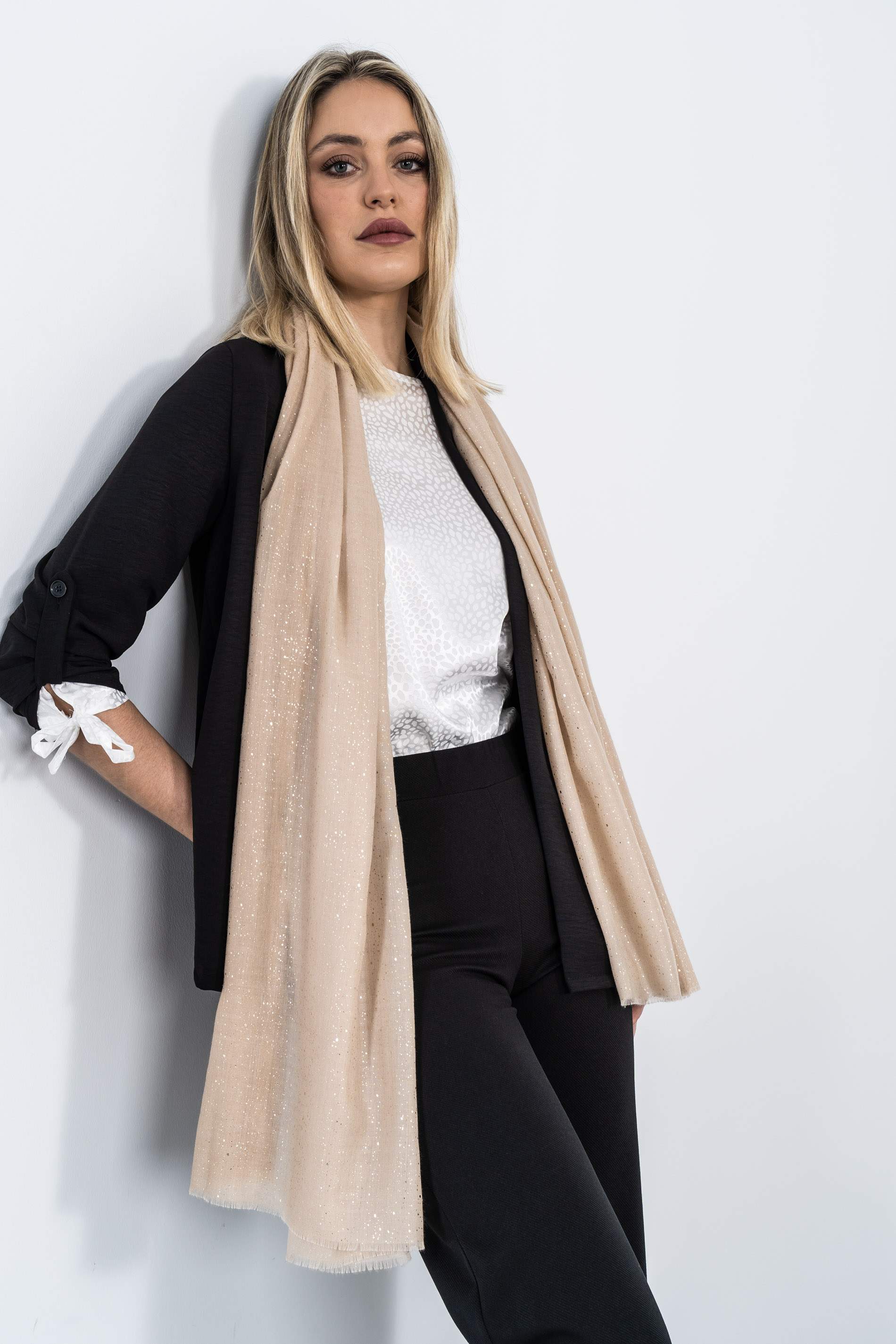 FOULARD DESTELLOS ORO BEIGE