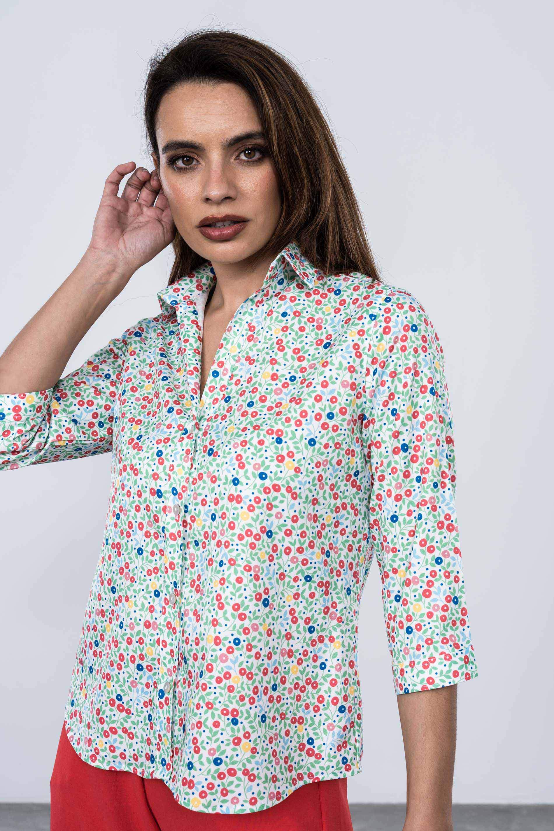 CAMISA FLOR REDONDA MANGA FRANCESA 