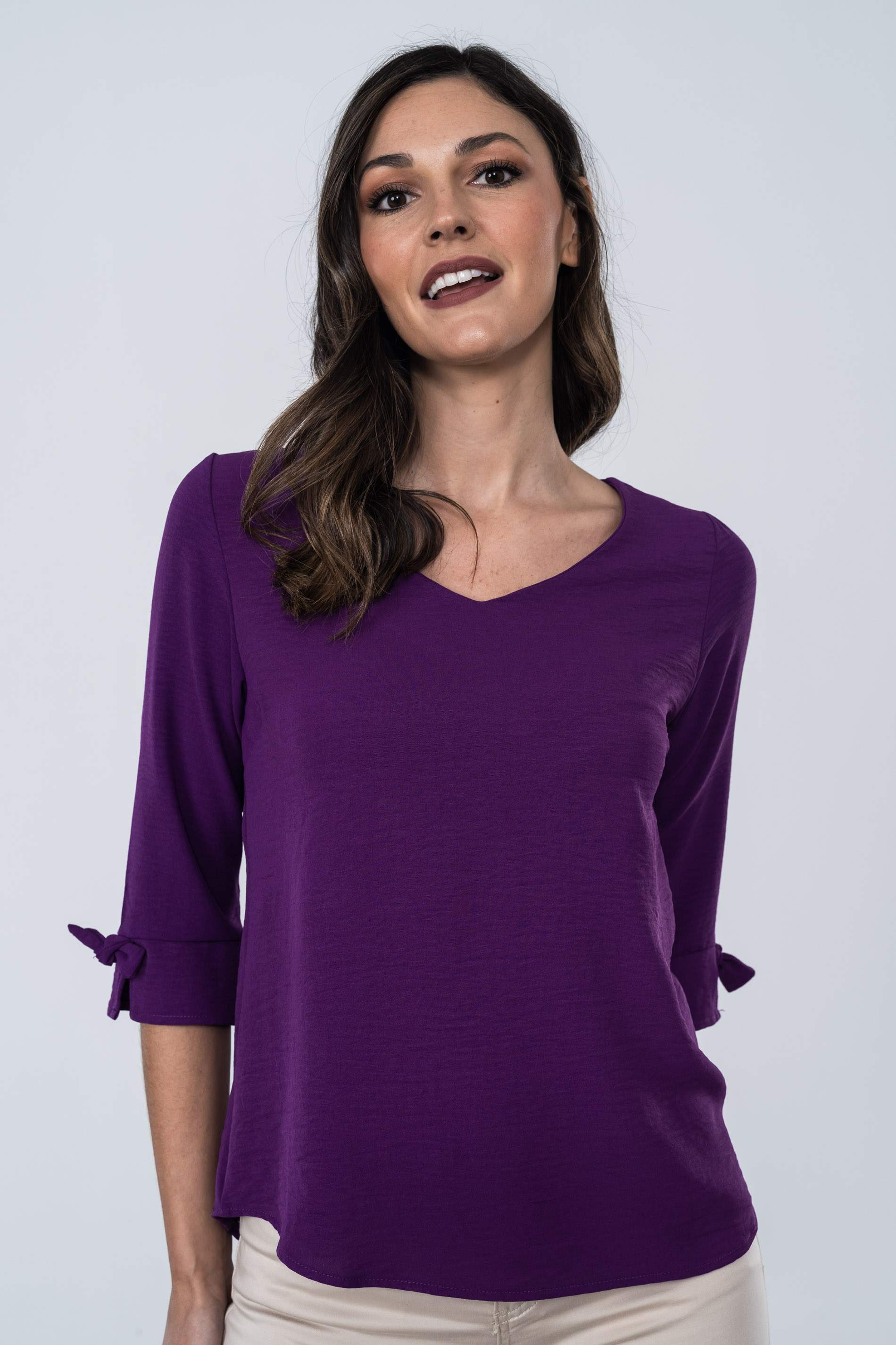 BLUSA MANGA LARGA FRANCESA MORADO