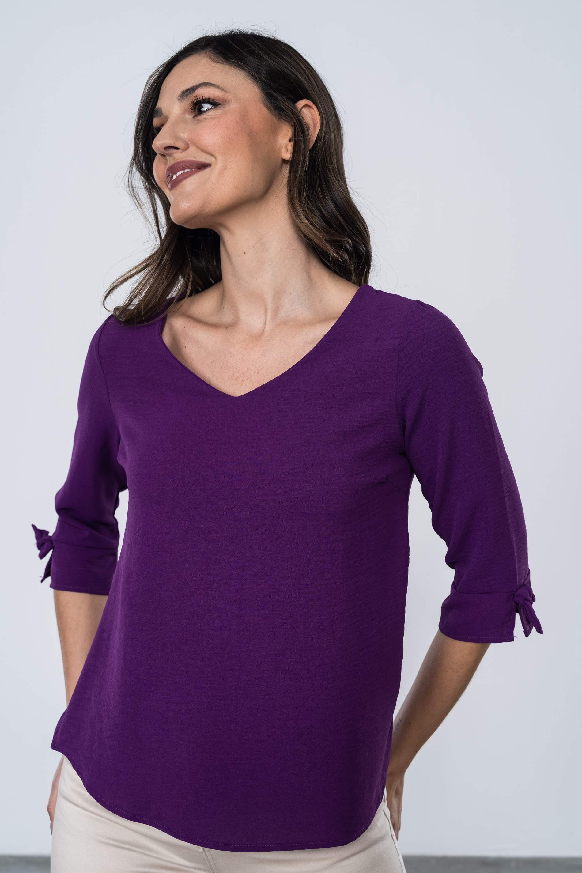 BLUSA MANGA LARGA FRANCESA MORADO