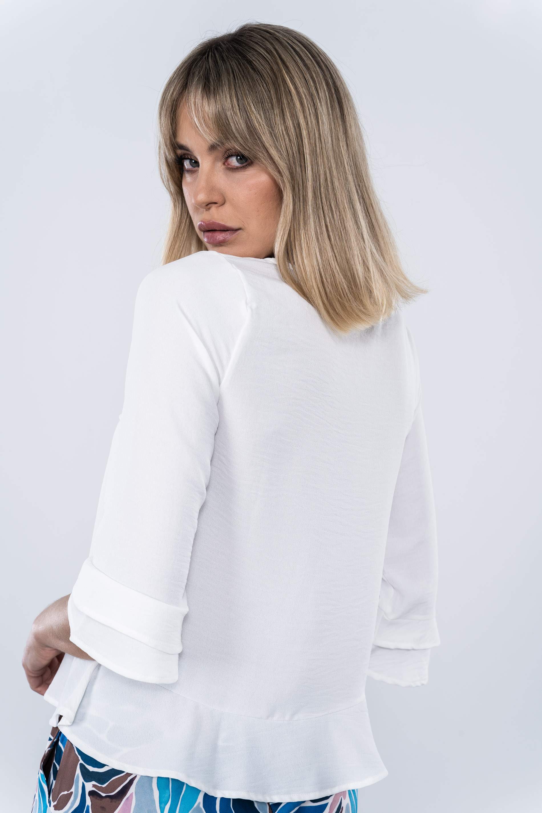 BLUSA MANGA FRANCESA VOLANTE CRUDO