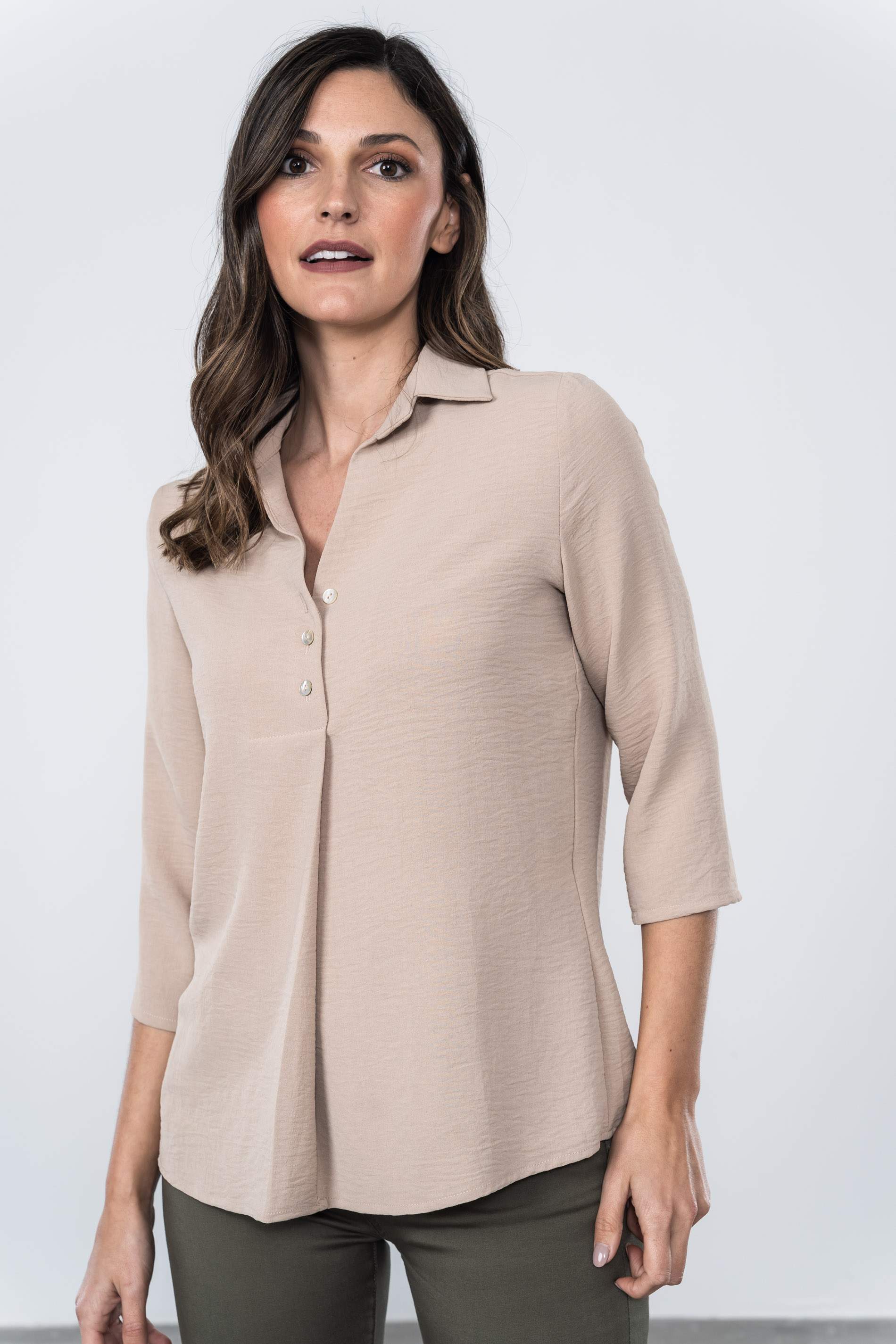 BLUSA BOTONES TABLA BEIGE