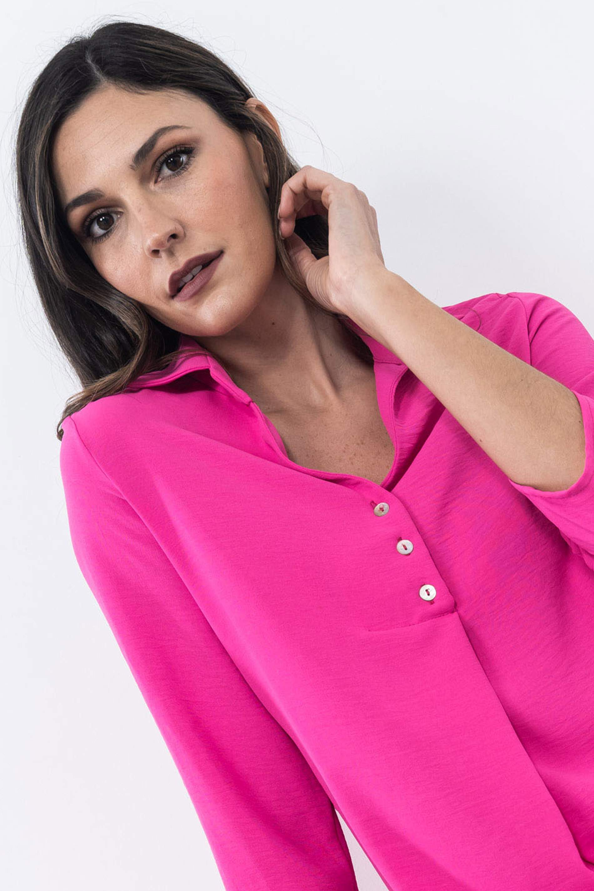 BLUSA BOTONES TABLA FUCSIA