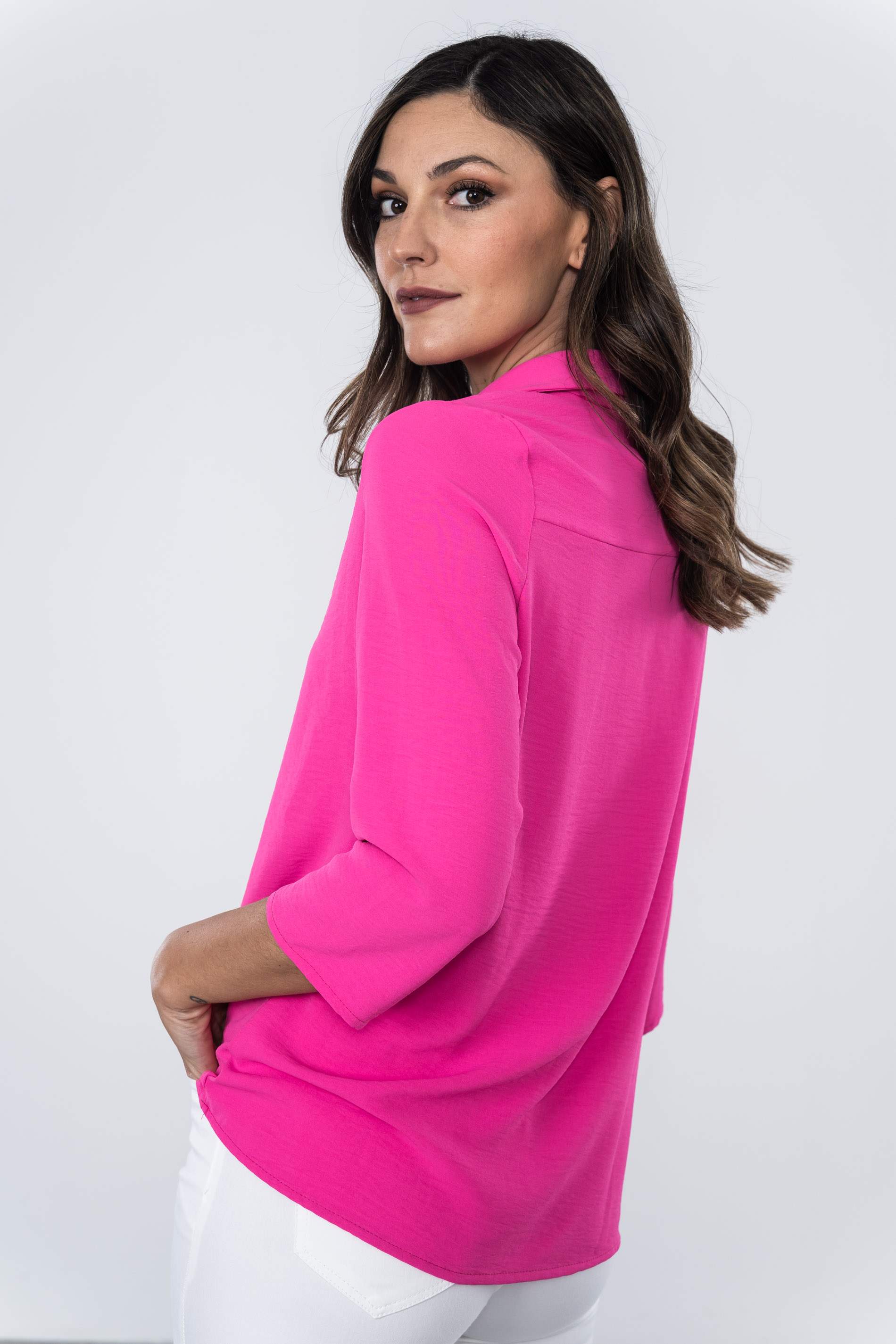 BLUSA BOTONES TABLA FUCSIA