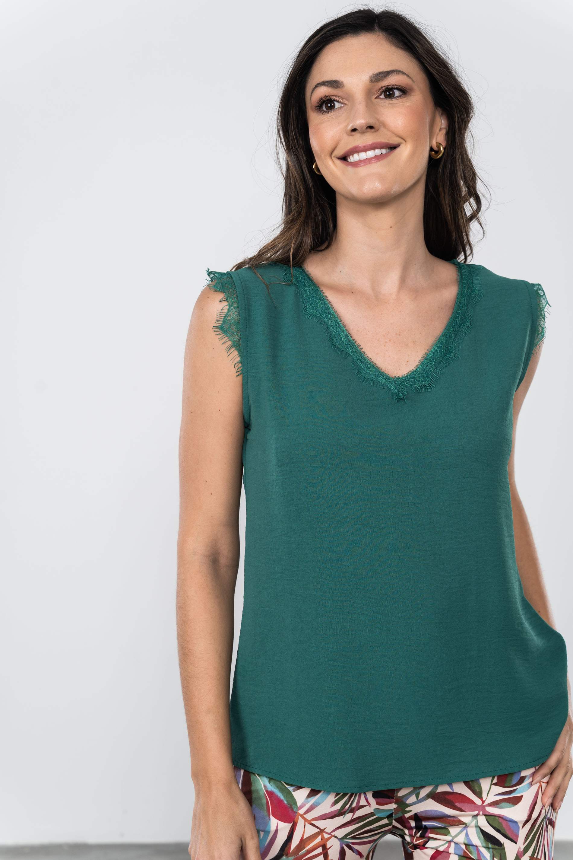 BLUSA COMBINADA ENCAJE VERDE