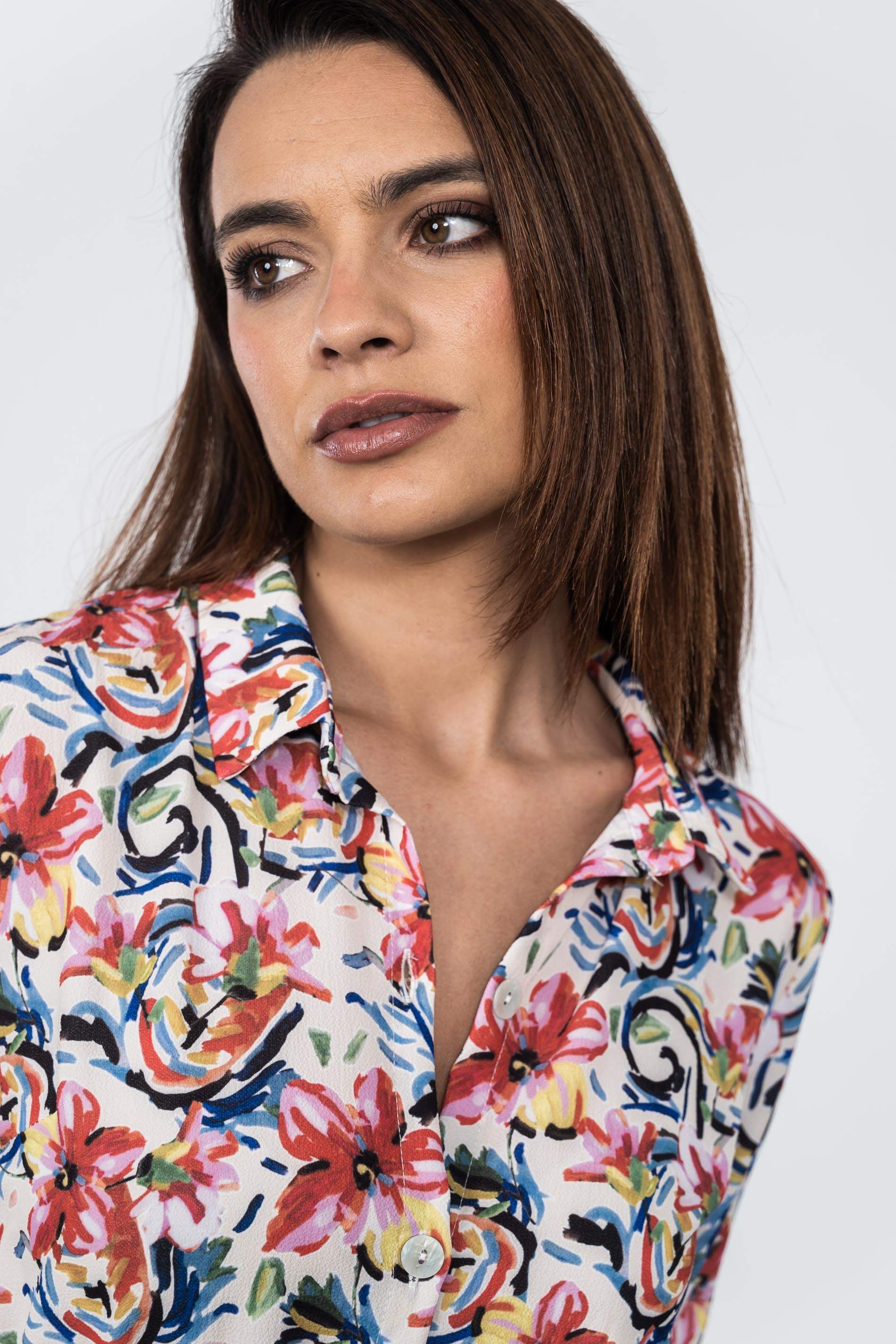 VESTIDO CAMISERO FLORAL TRAZOS