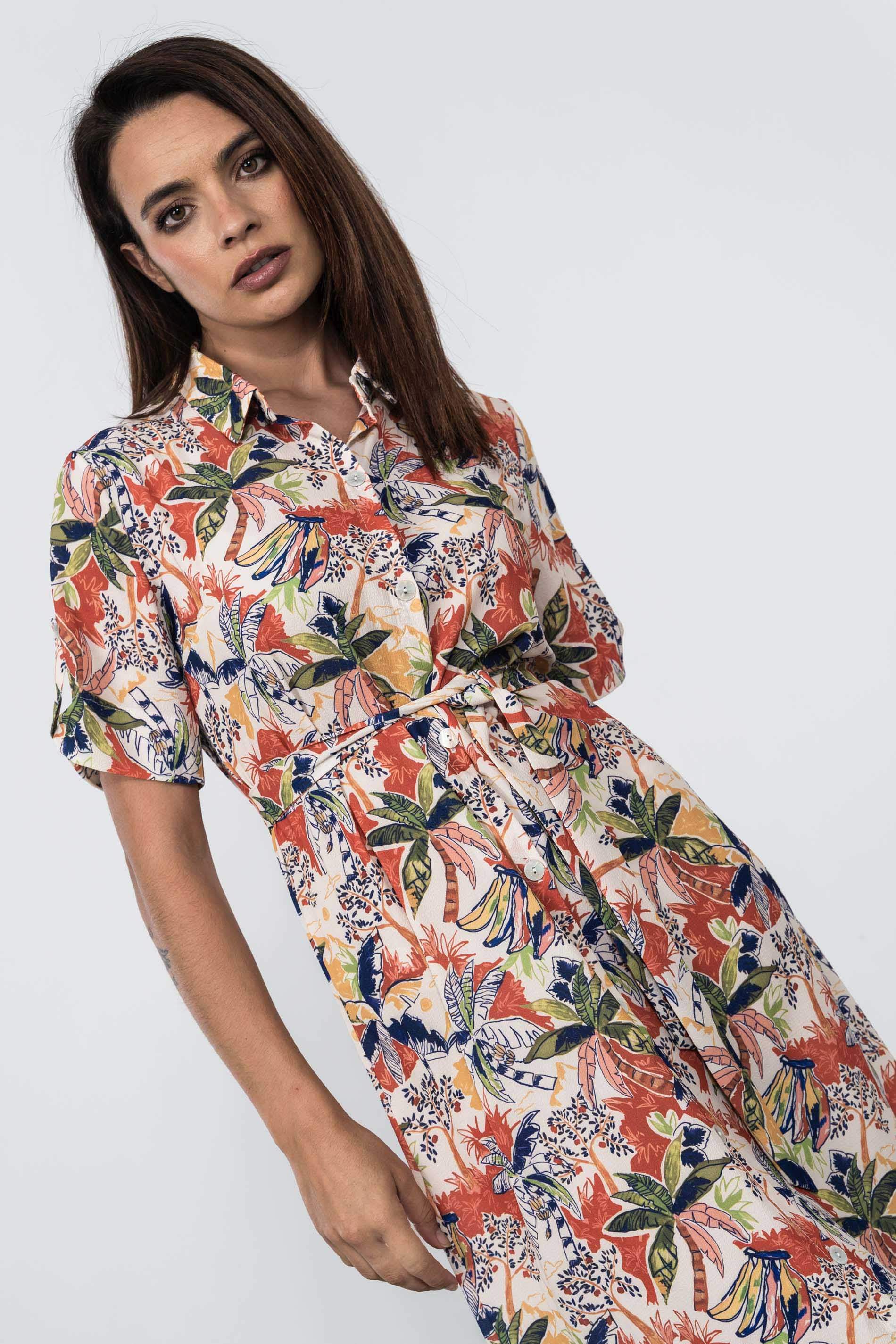 VESTIDO CAMISERO PALMERAS 