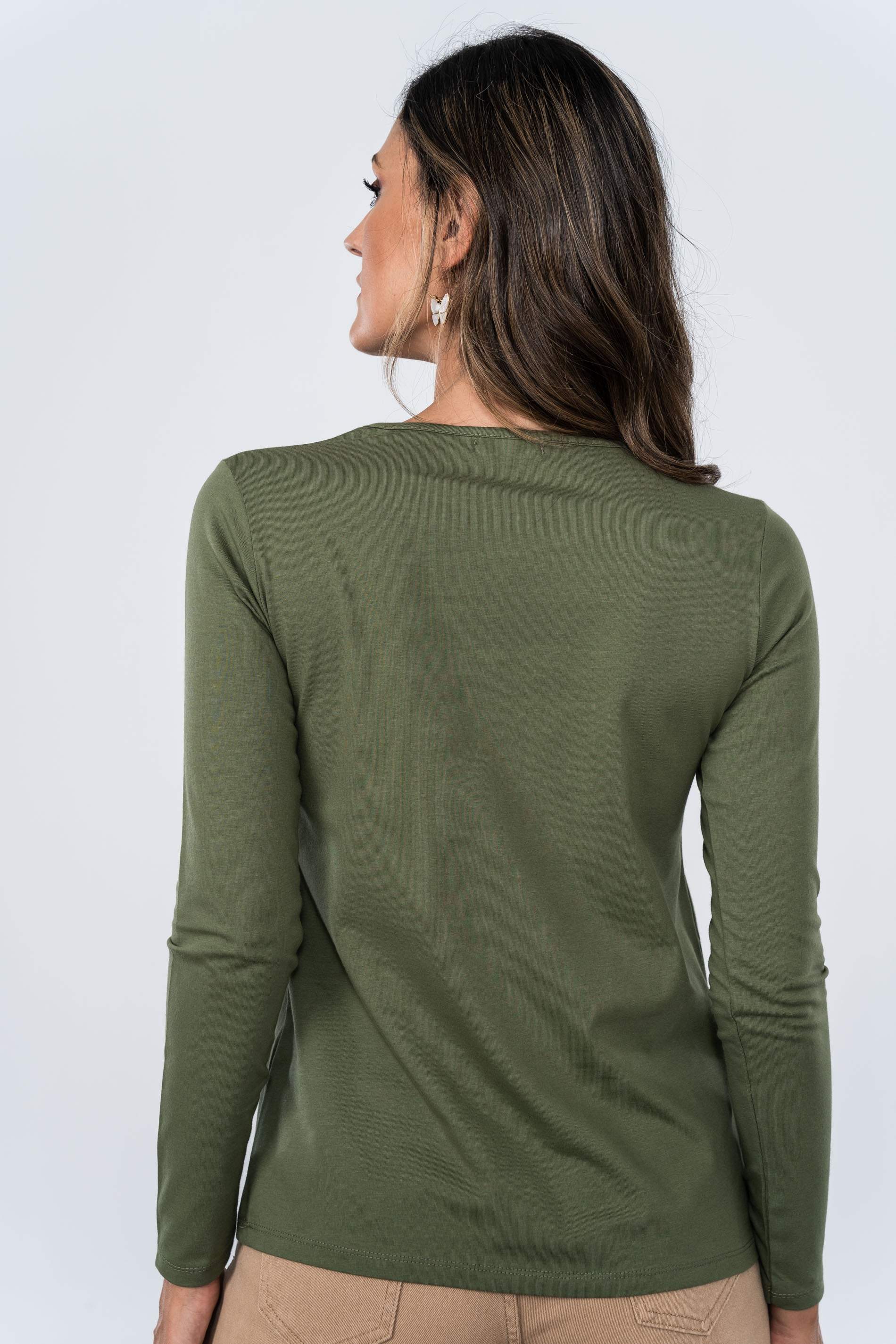 CAMISETA BORDADO RIZO KAKI M/L