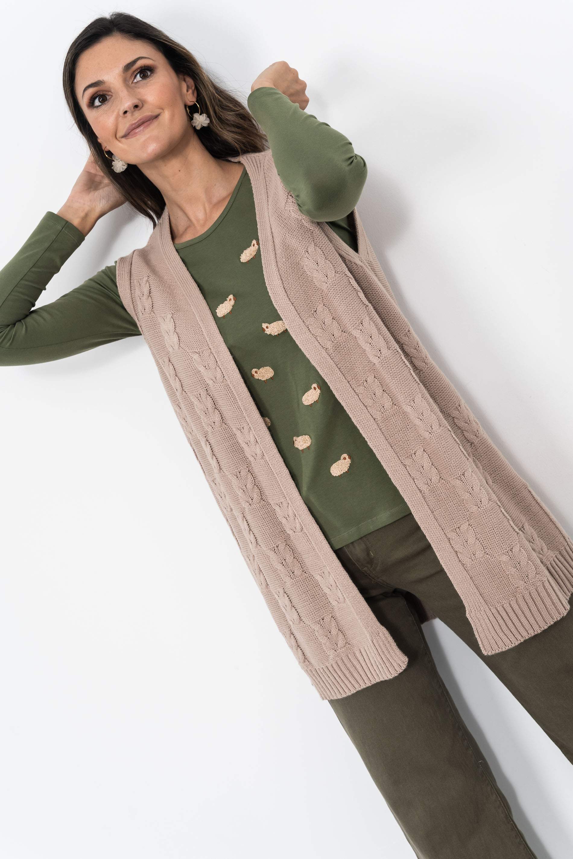 CAMISETA OVEJITAS RIZO KAKI M/L