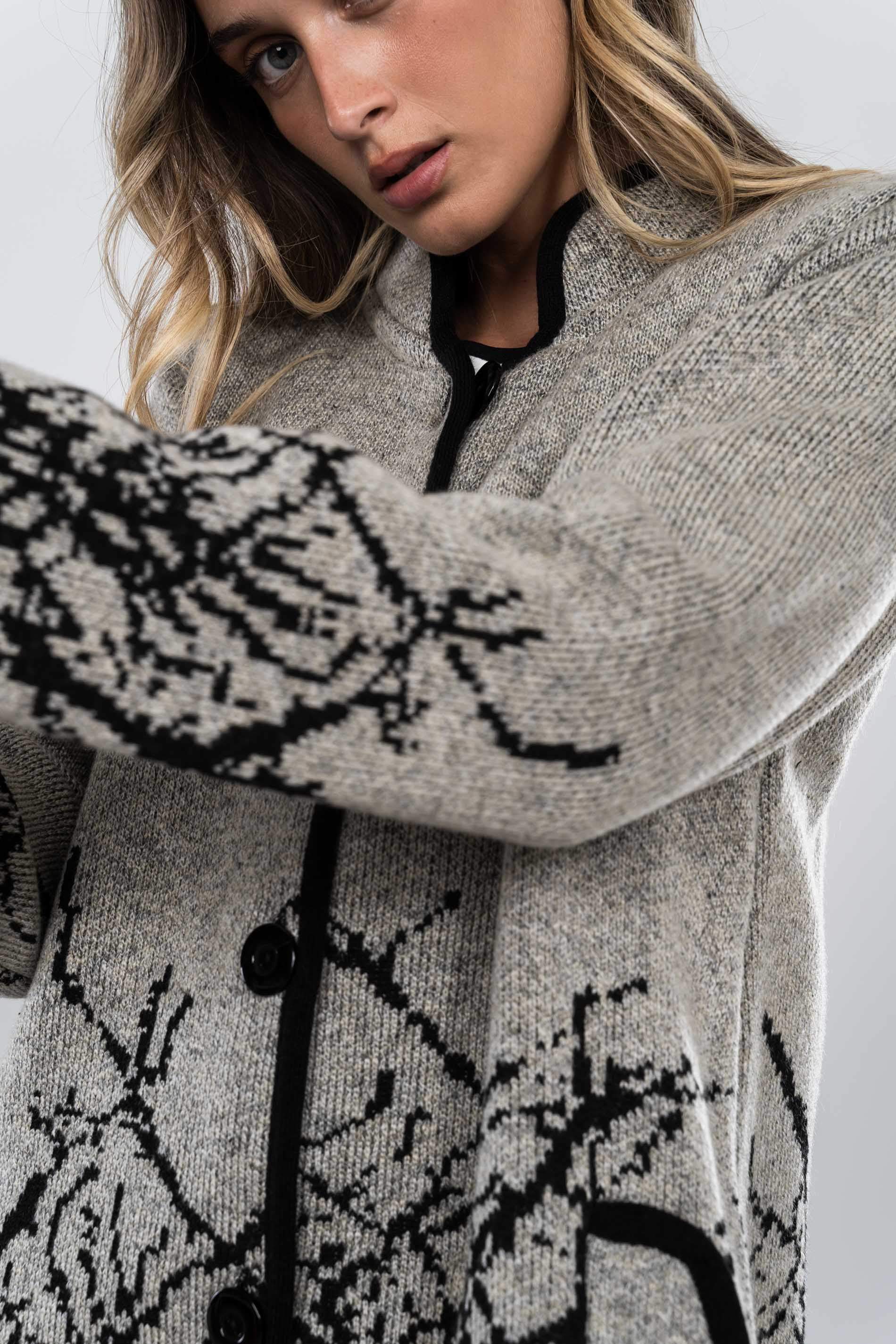 ABRIGO PUNTO JACQUARD GRIS Precchio