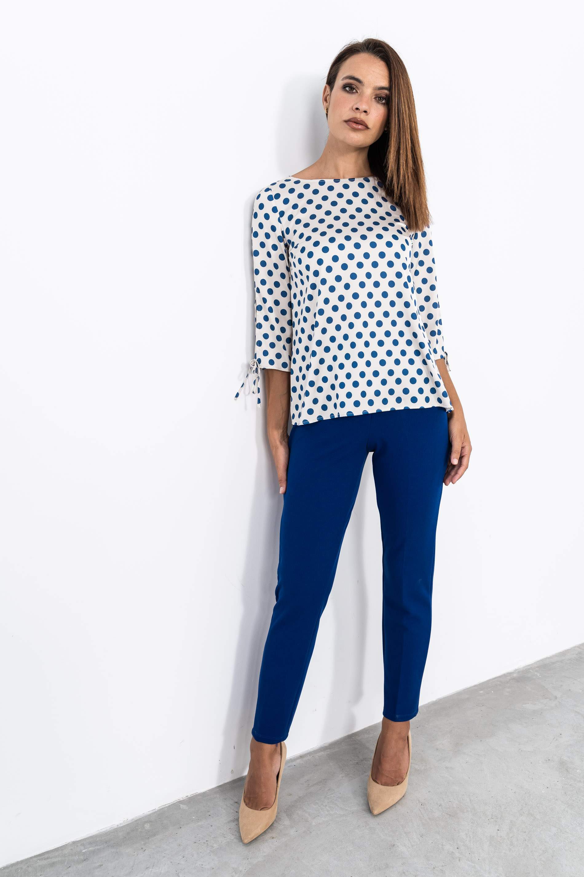 BLUSA TOPOS LACITOS AZUL