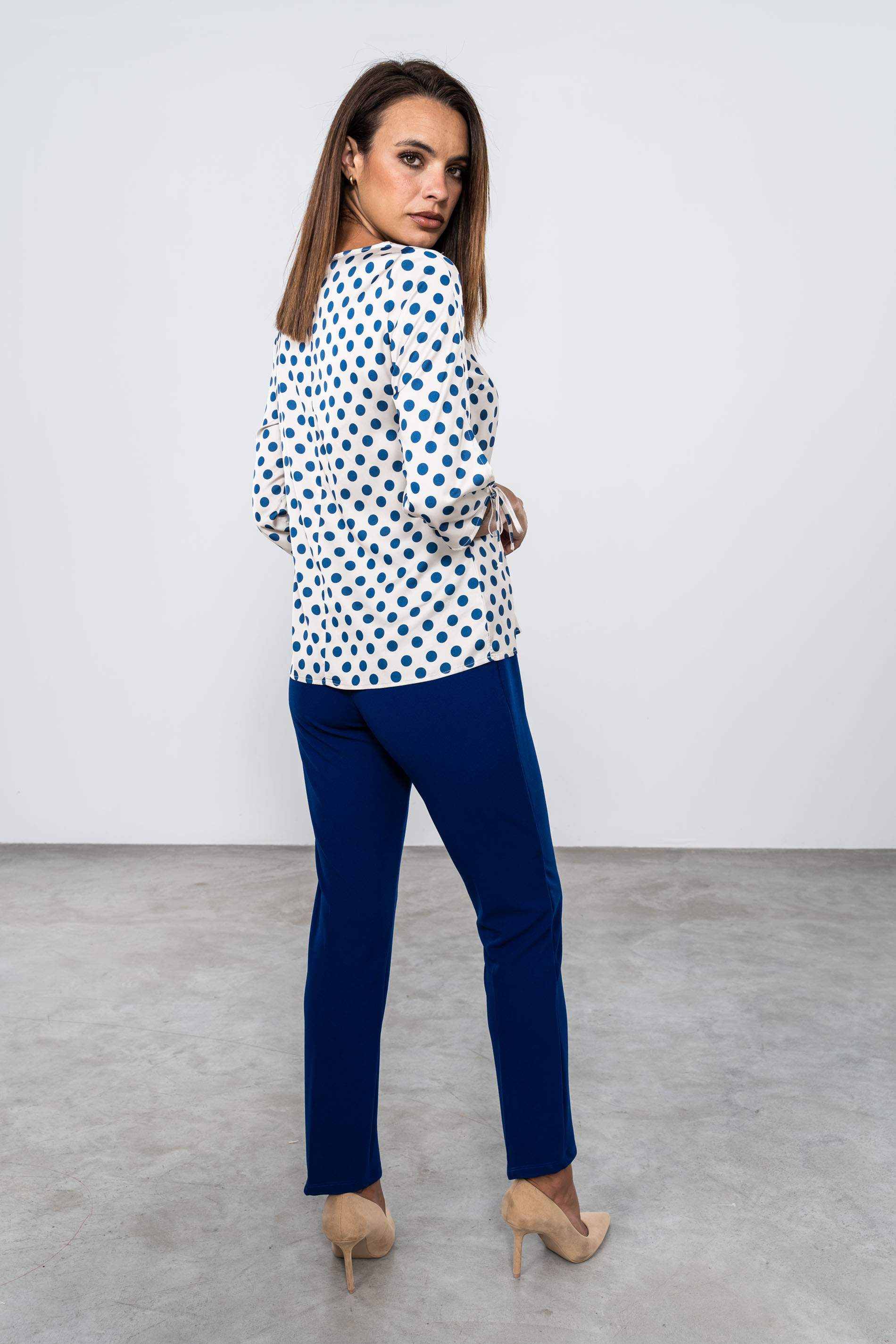 BLUSA TOPOS LACITOS AZUL