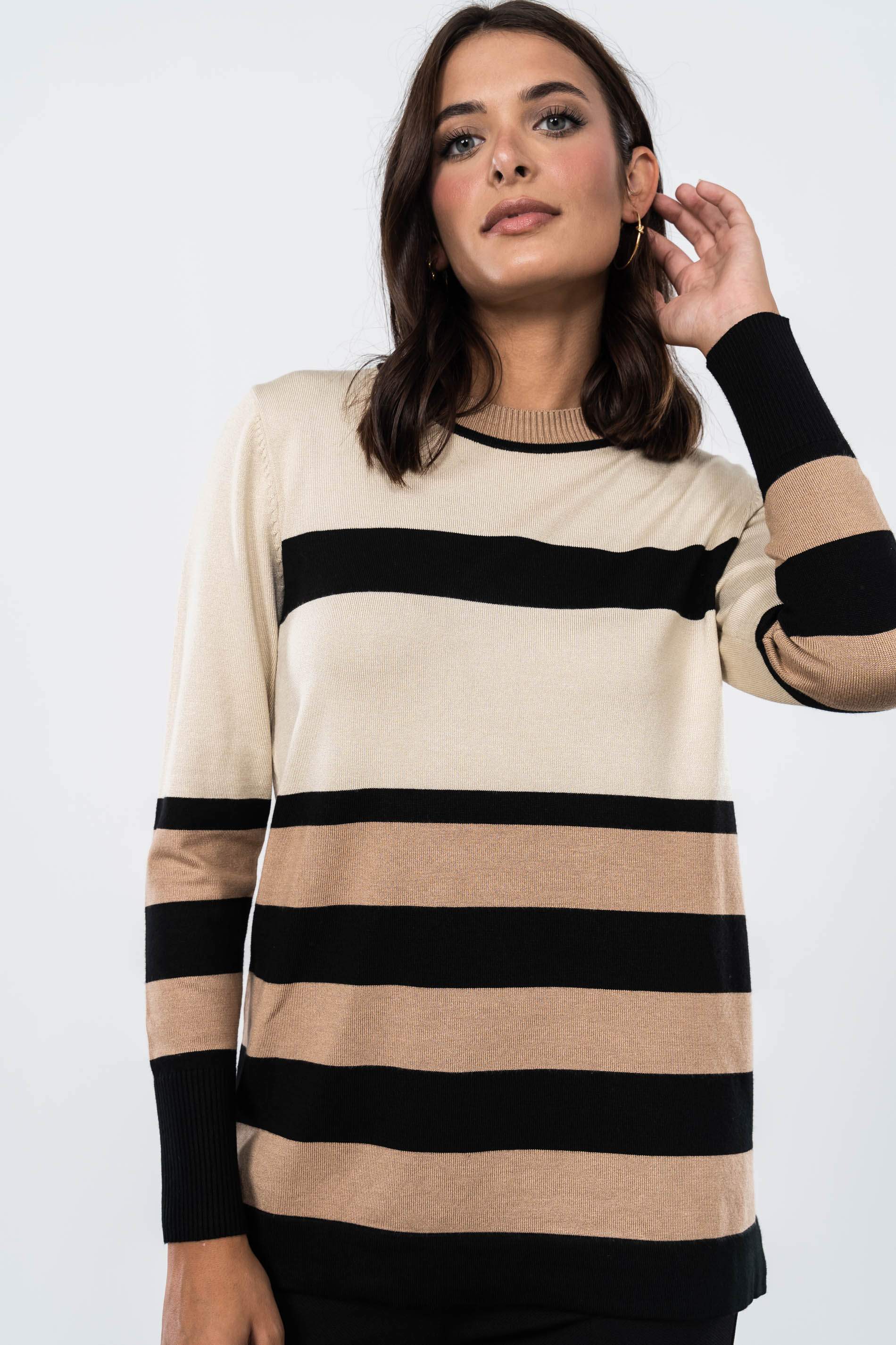 JERSEY RAYAS COMBINADAS BEIGE