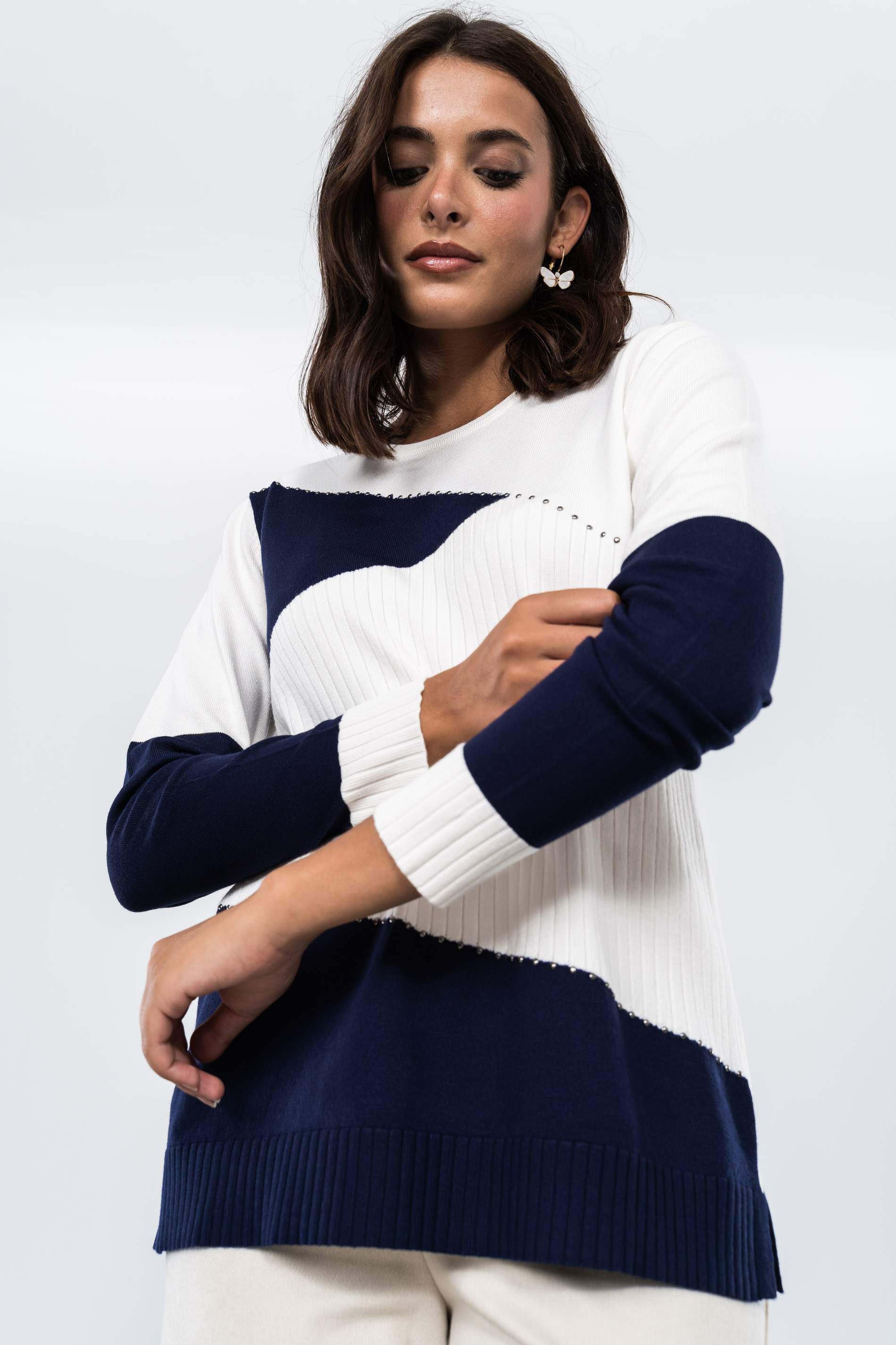 JERSEY BLOQUES TACHAS MARINO