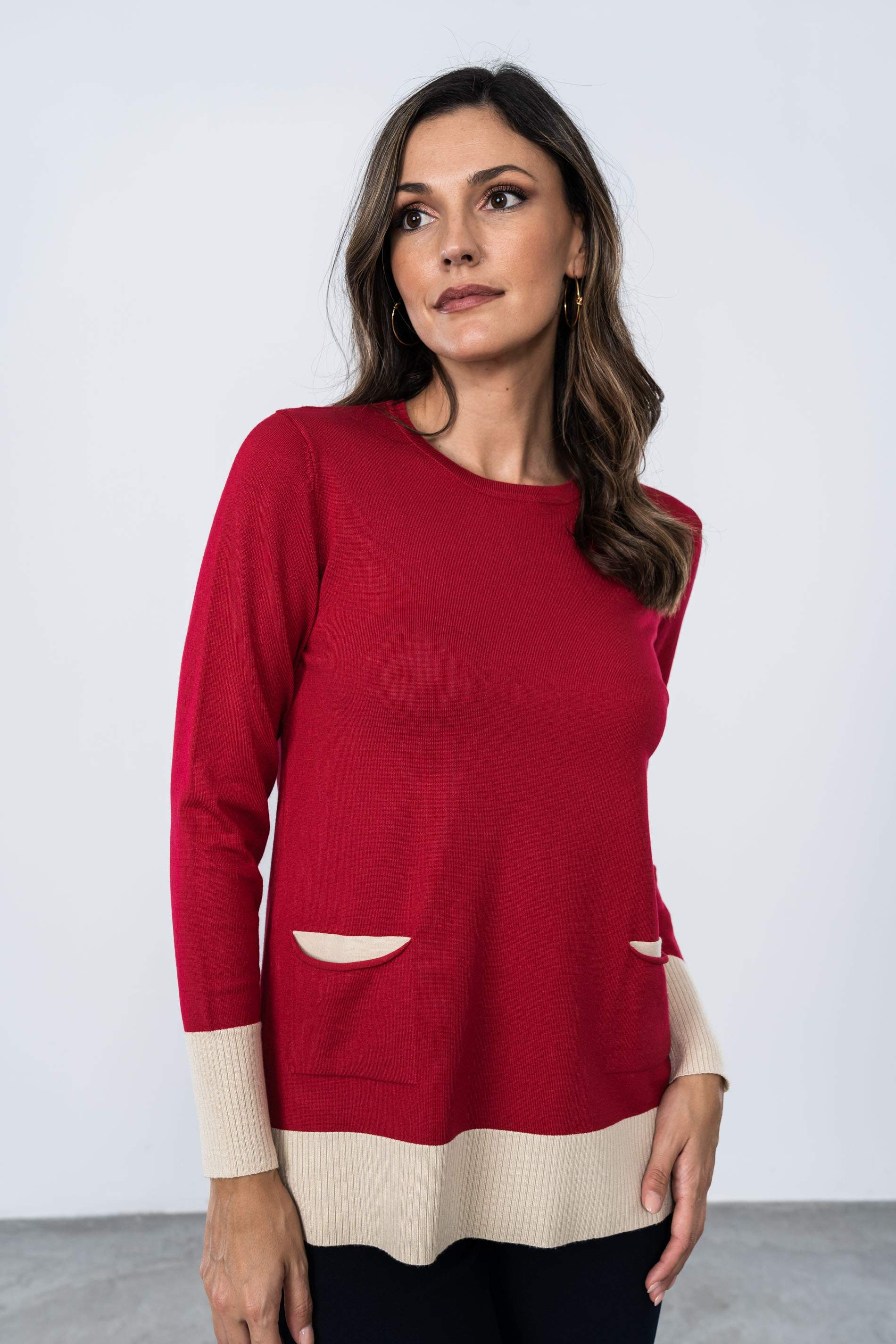 JERSEY BOLSILLOS CONTRASTE ROJO
