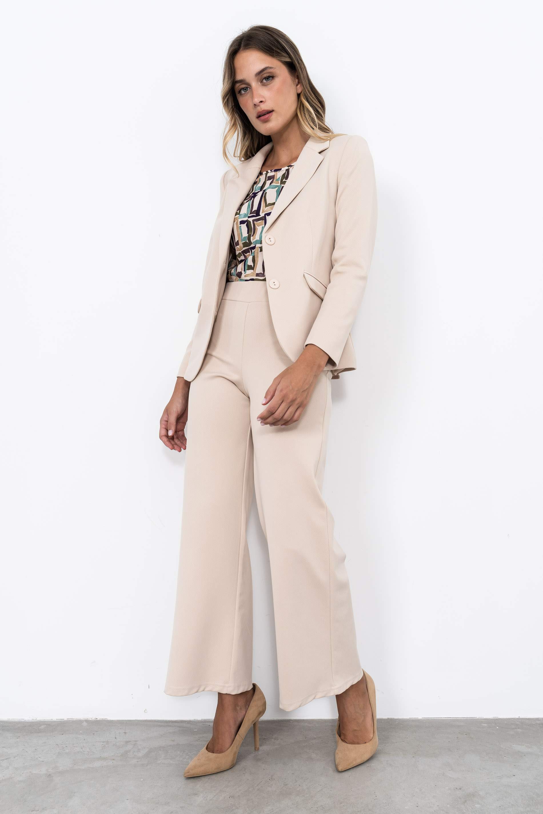PANTALÓN ANCHO BOTONES BEIGE