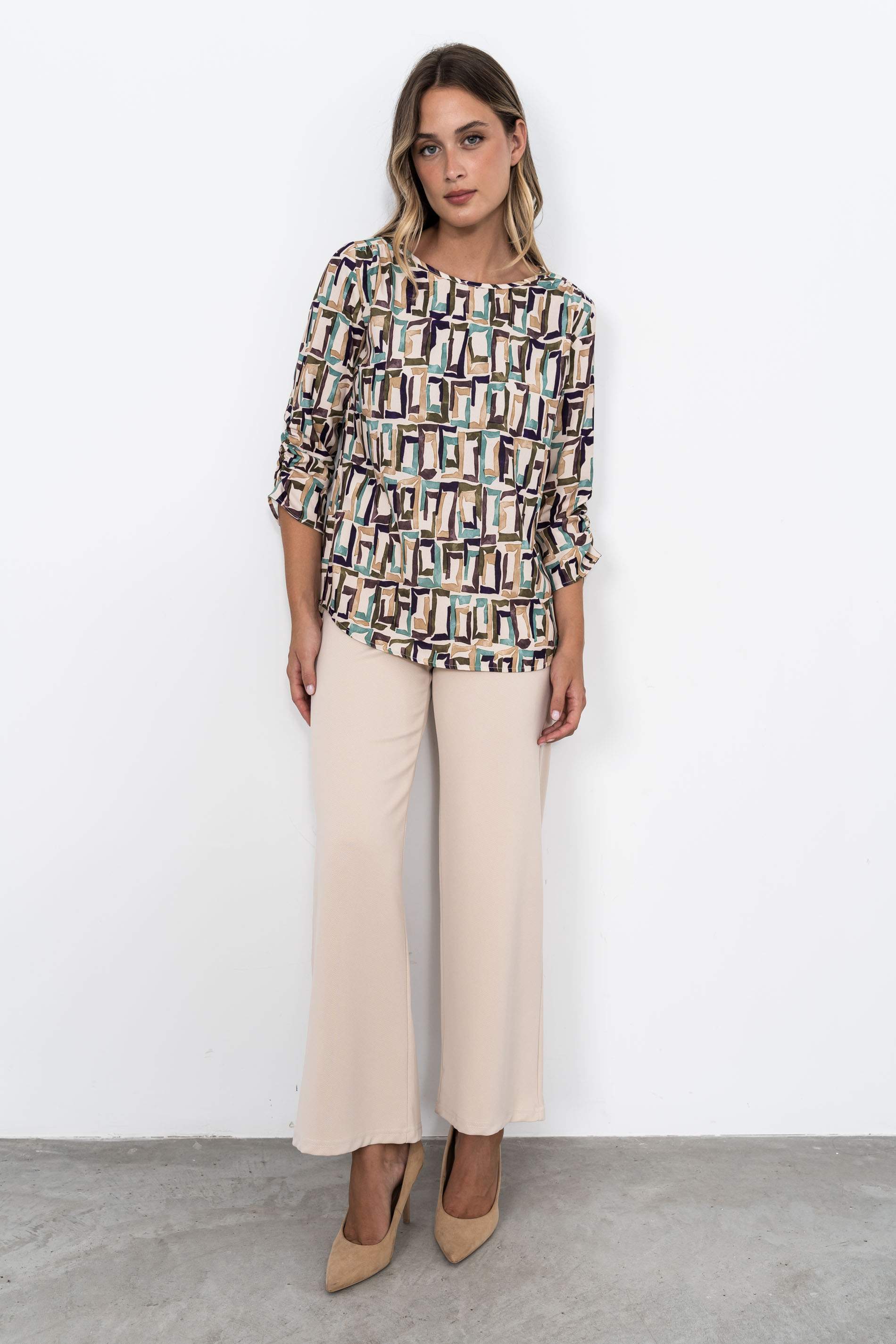PANTALÓN ANCHO BOTONES BEIGE