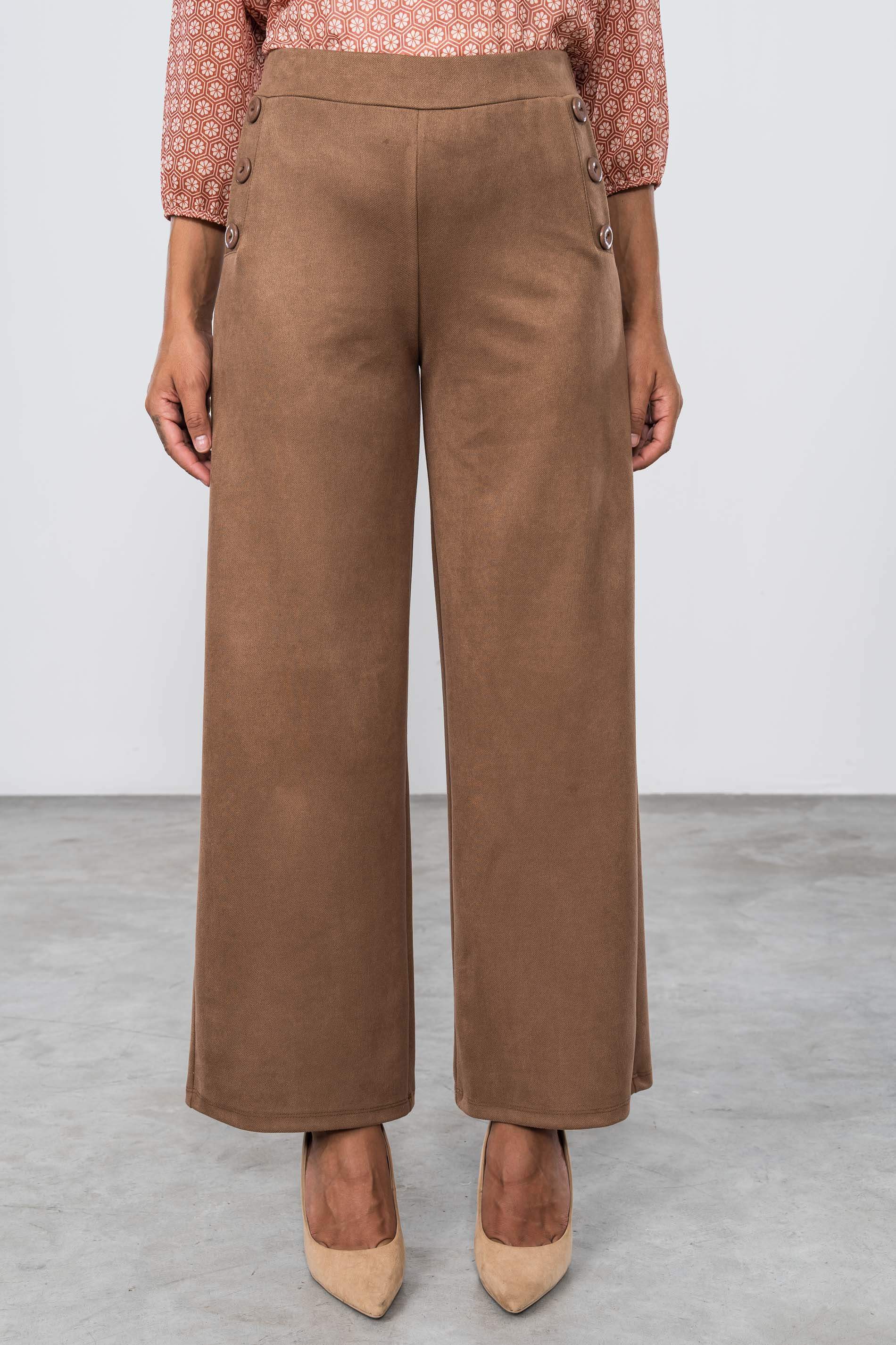 PANTALÓN ANCHO BOTONES TAUPE