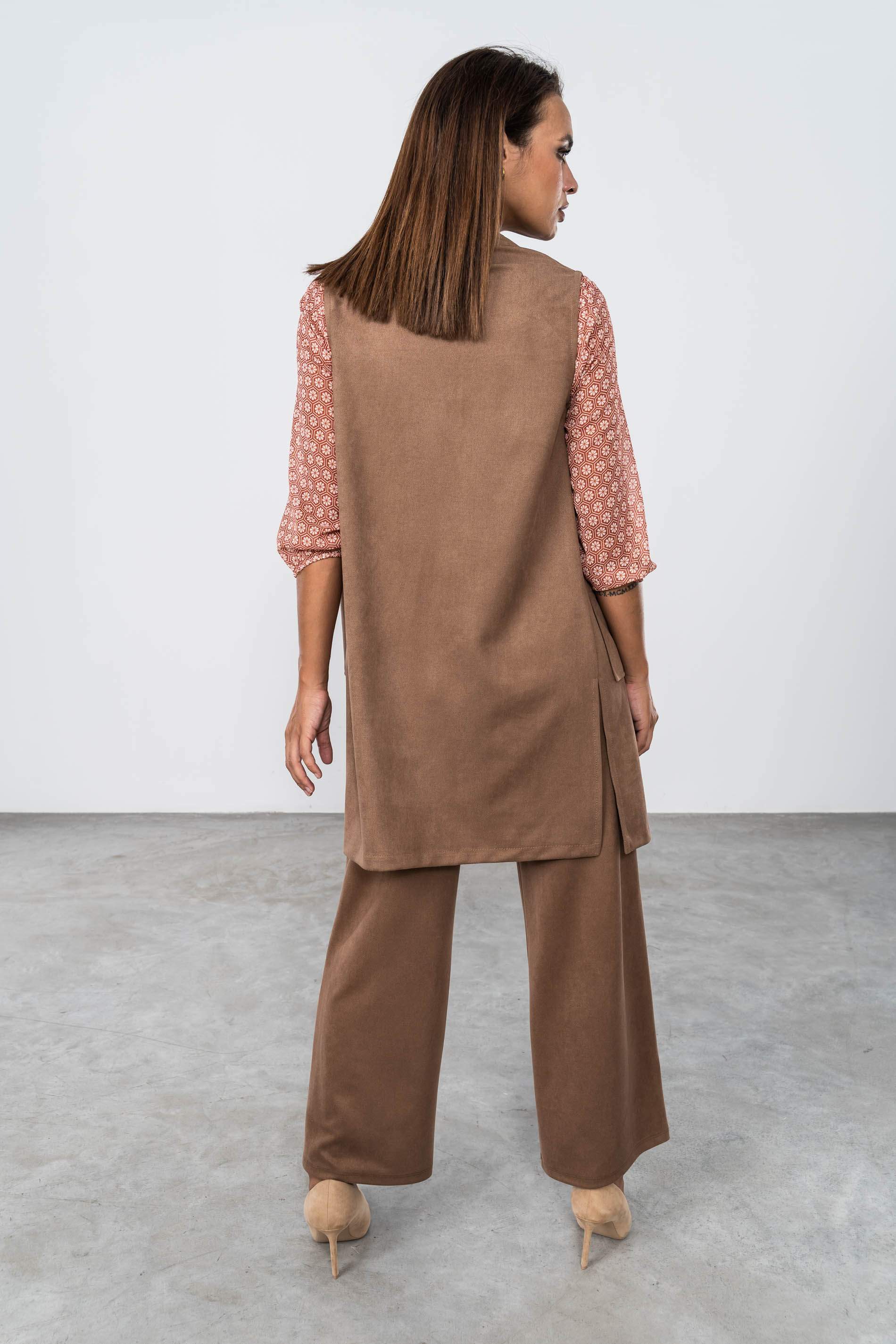 PANTALÓN ANCHO BOTONES TAUPE