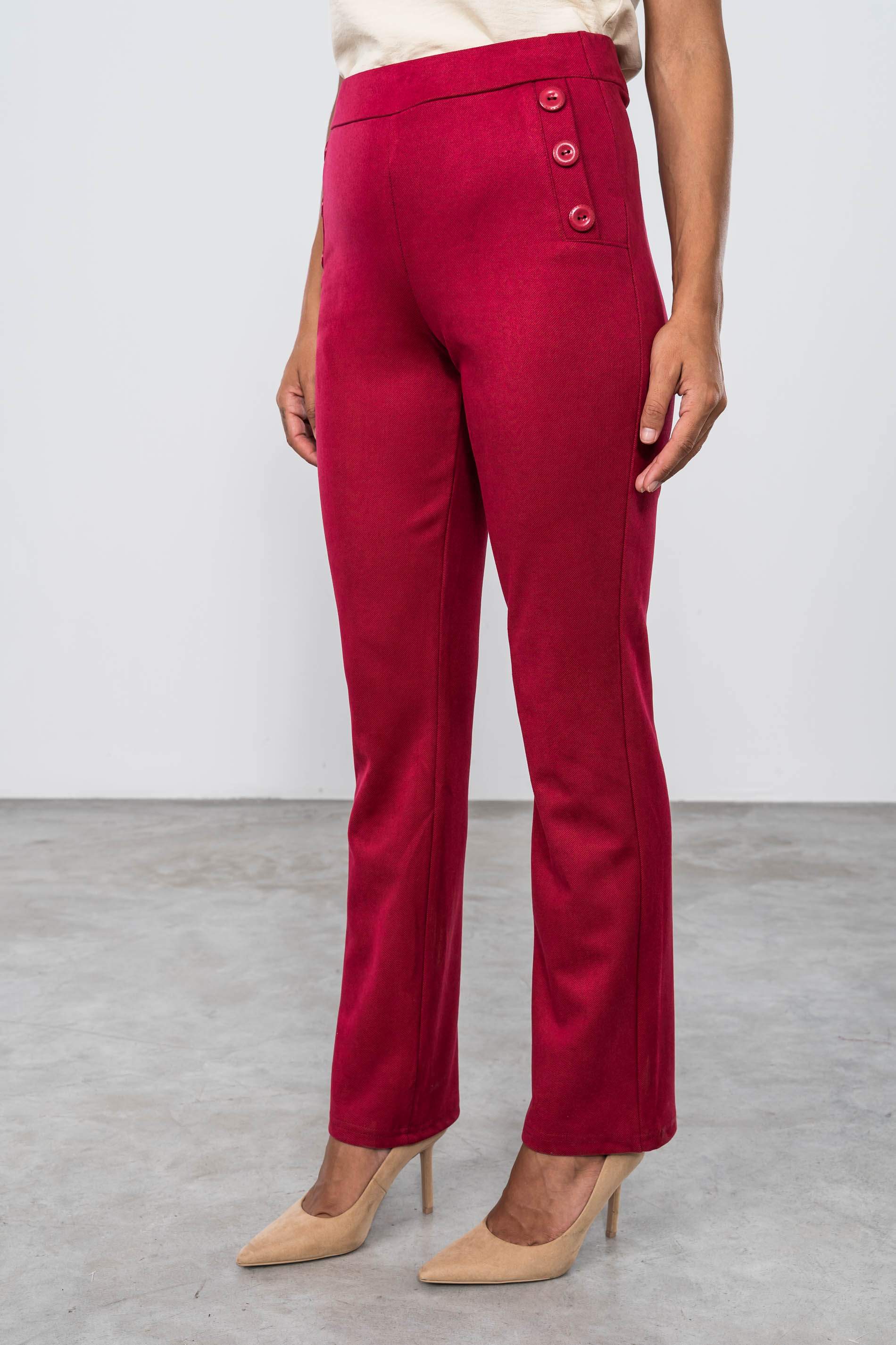 PANTALÓN BOTONES RECTO ROJO