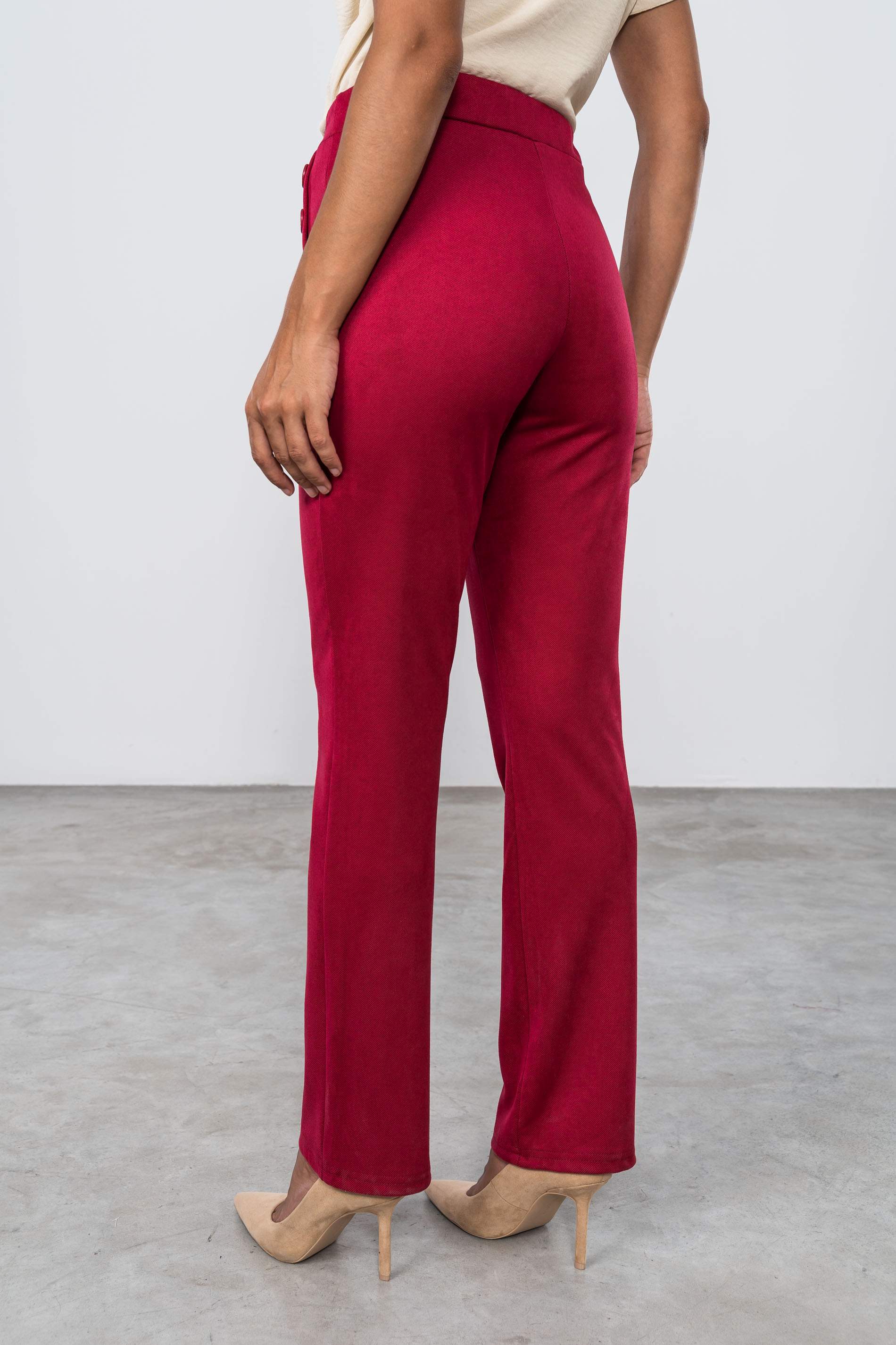 PANTALÓN BOTONES RECTO ROJO