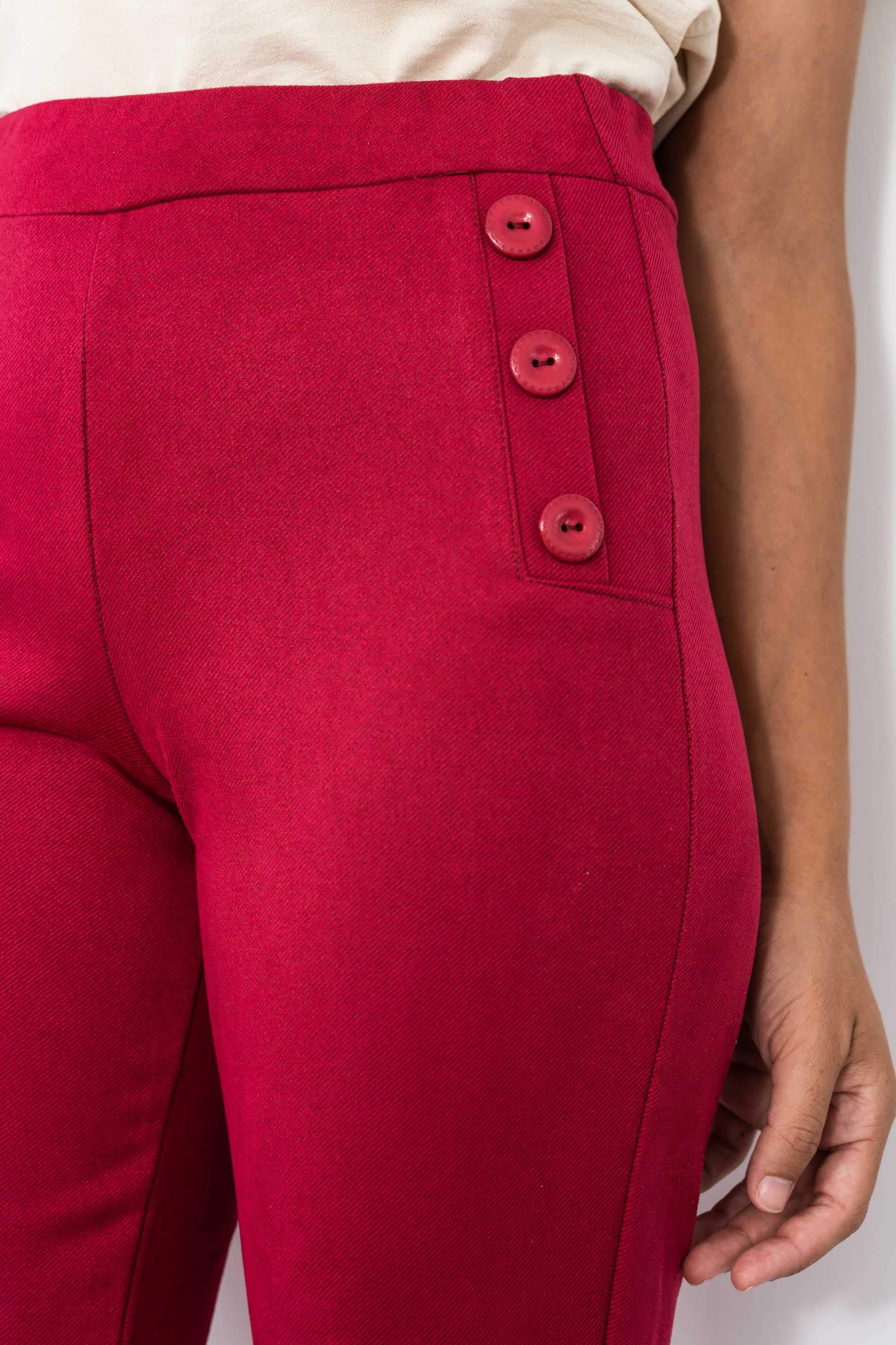 PANTALÓN BOTONES RECTO ROJO