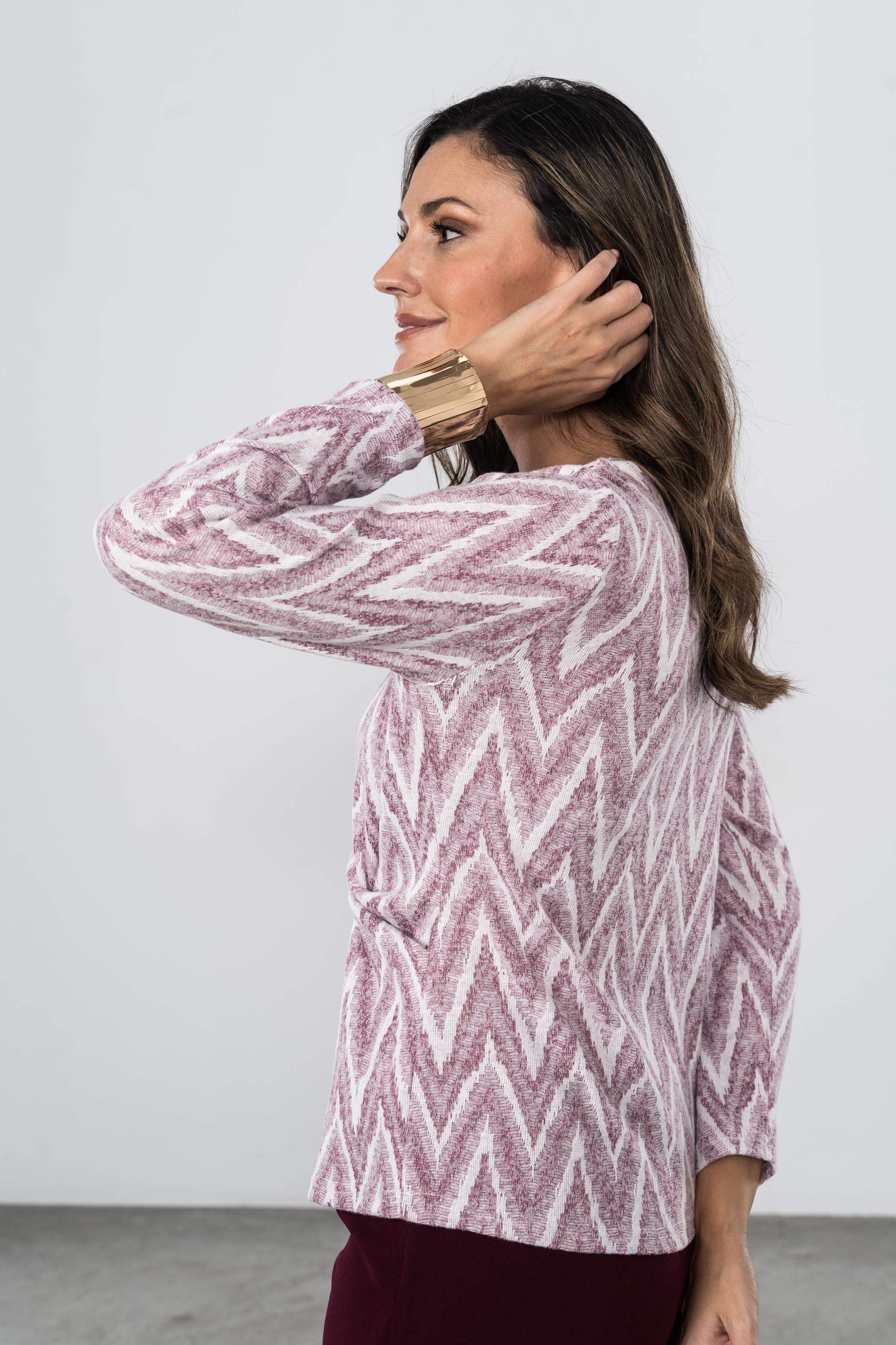 JERSEY PUNTO DETALLE NUDO ZIG ZAG ROSA