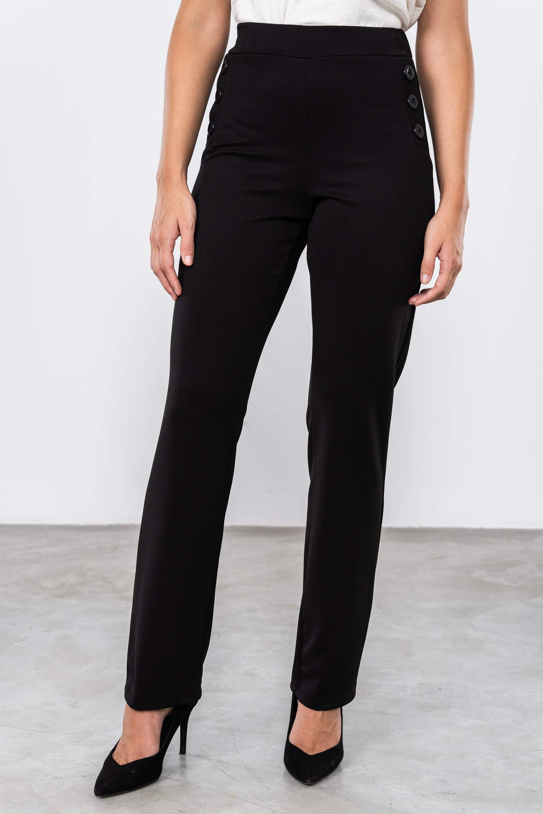 PANTALÓN BOTONES RECTO NEGRO