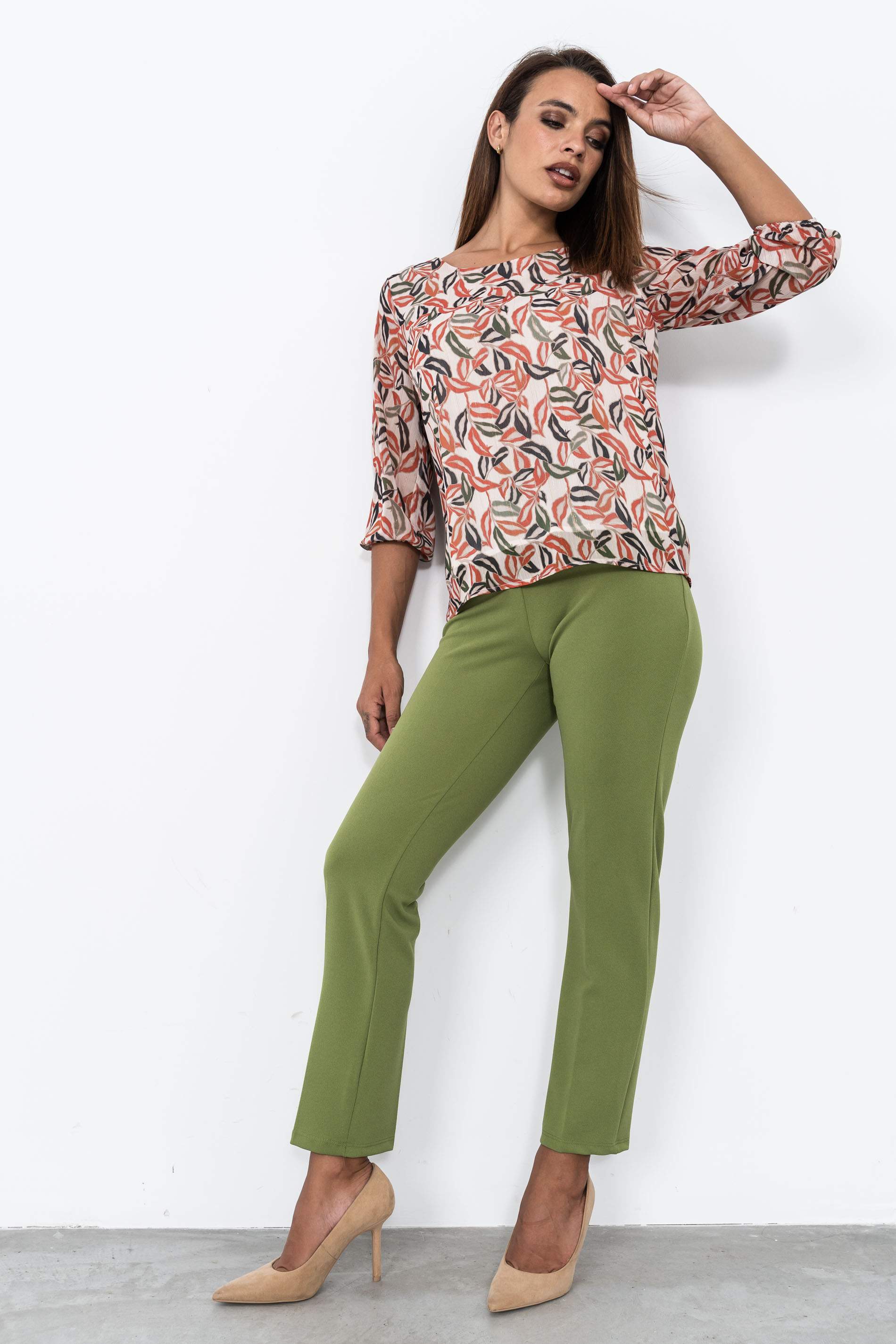 BLUSA ESTAMPADO HOJAS LUREX