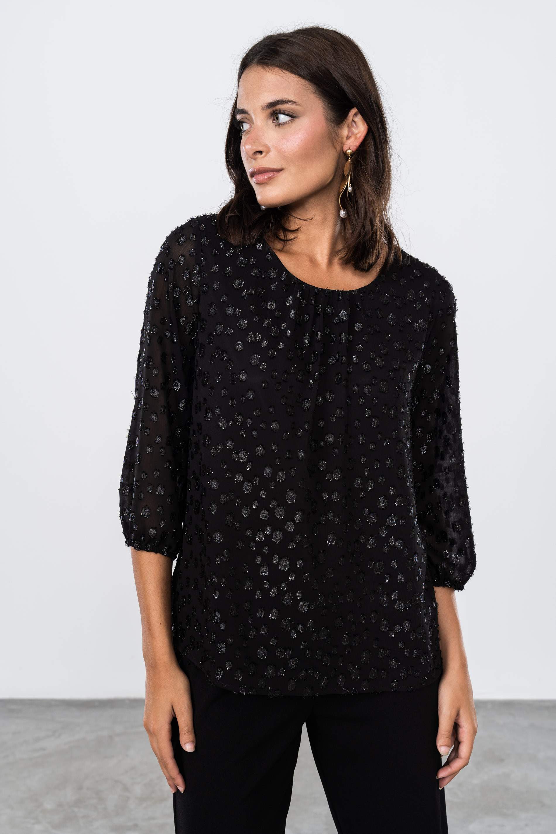 BLUSA DESFLECADA LUREX