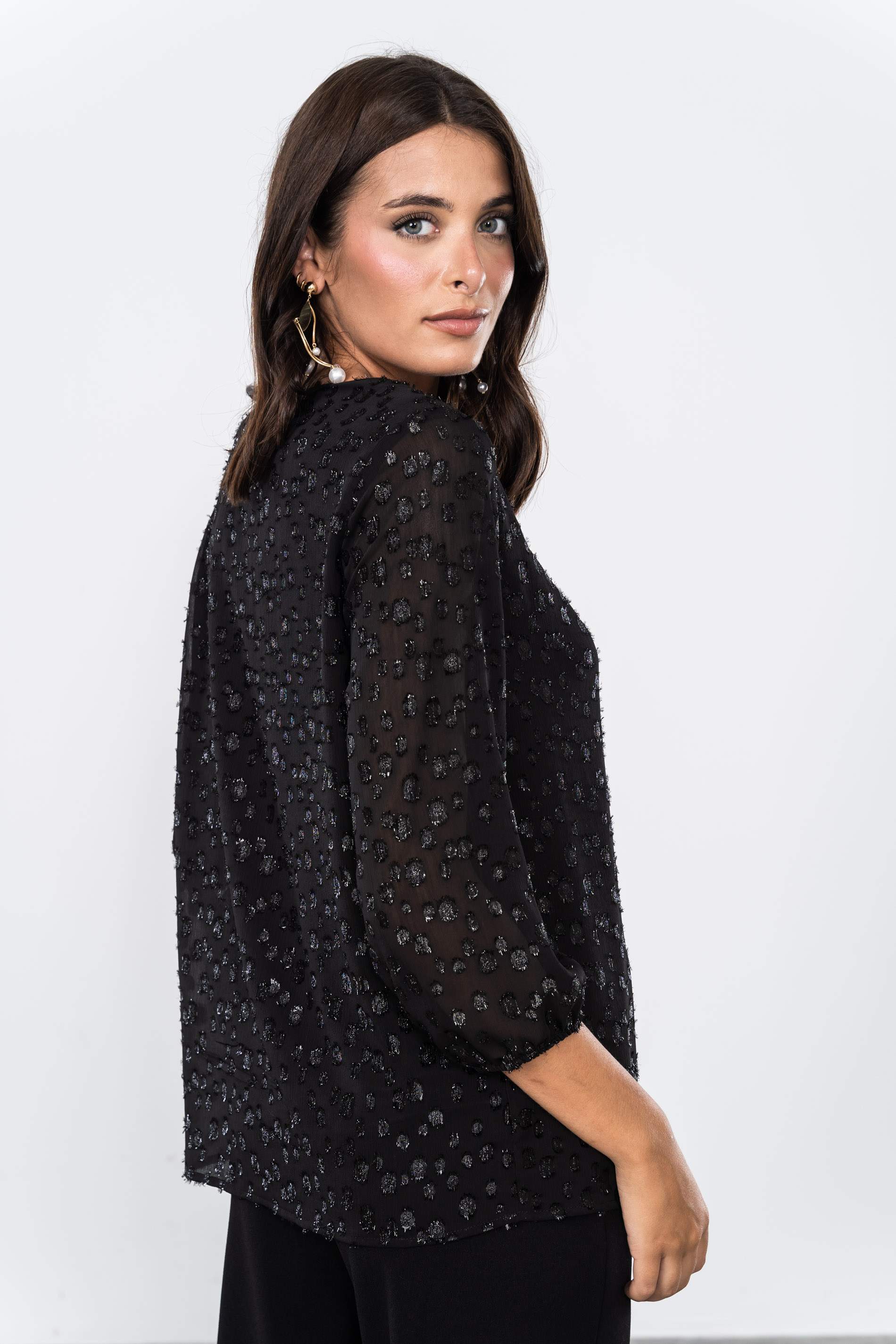 BLUSA DESFLECADA LUREX