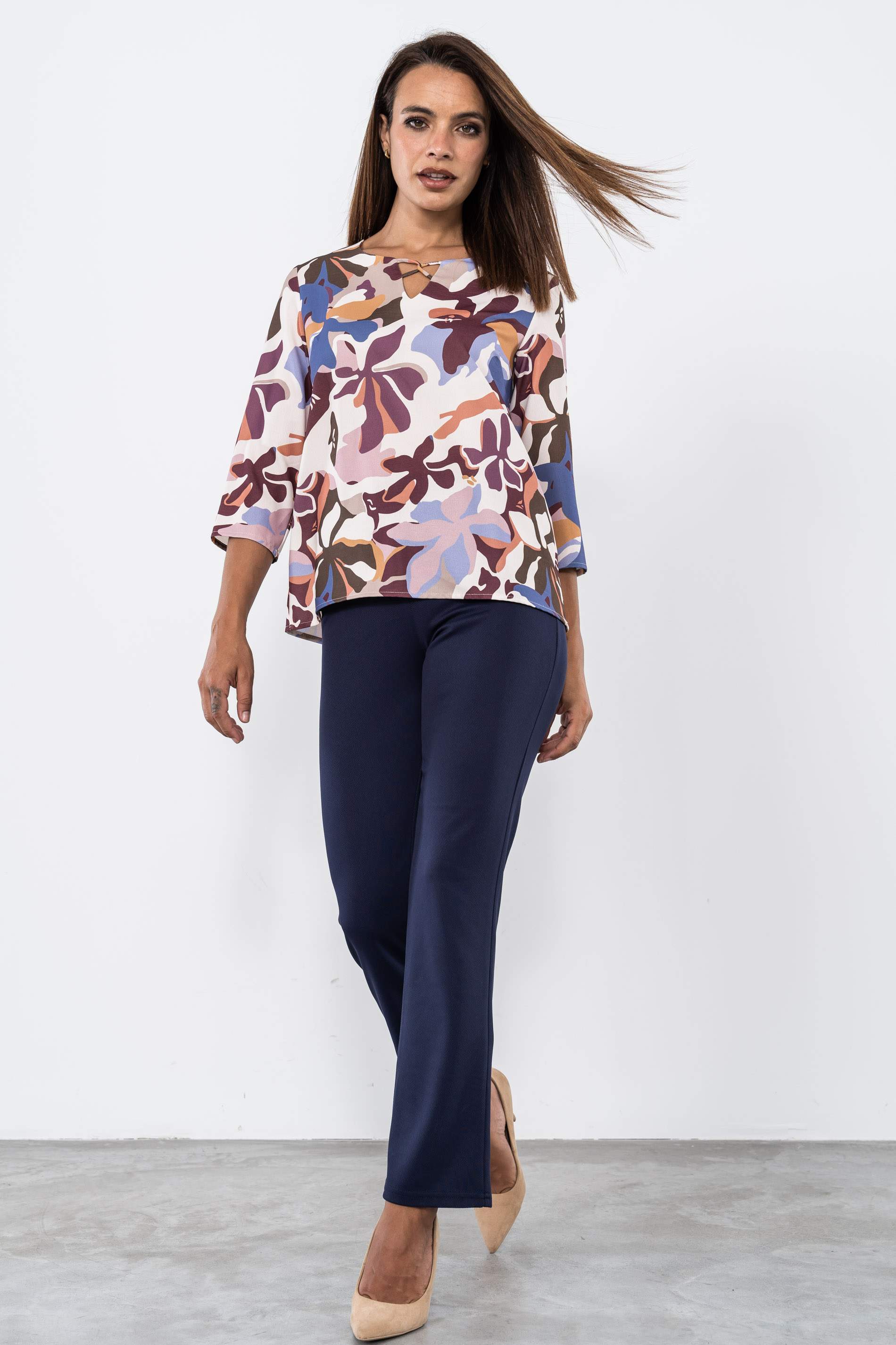BLUSA ESTAMPADA FLOR MALVA