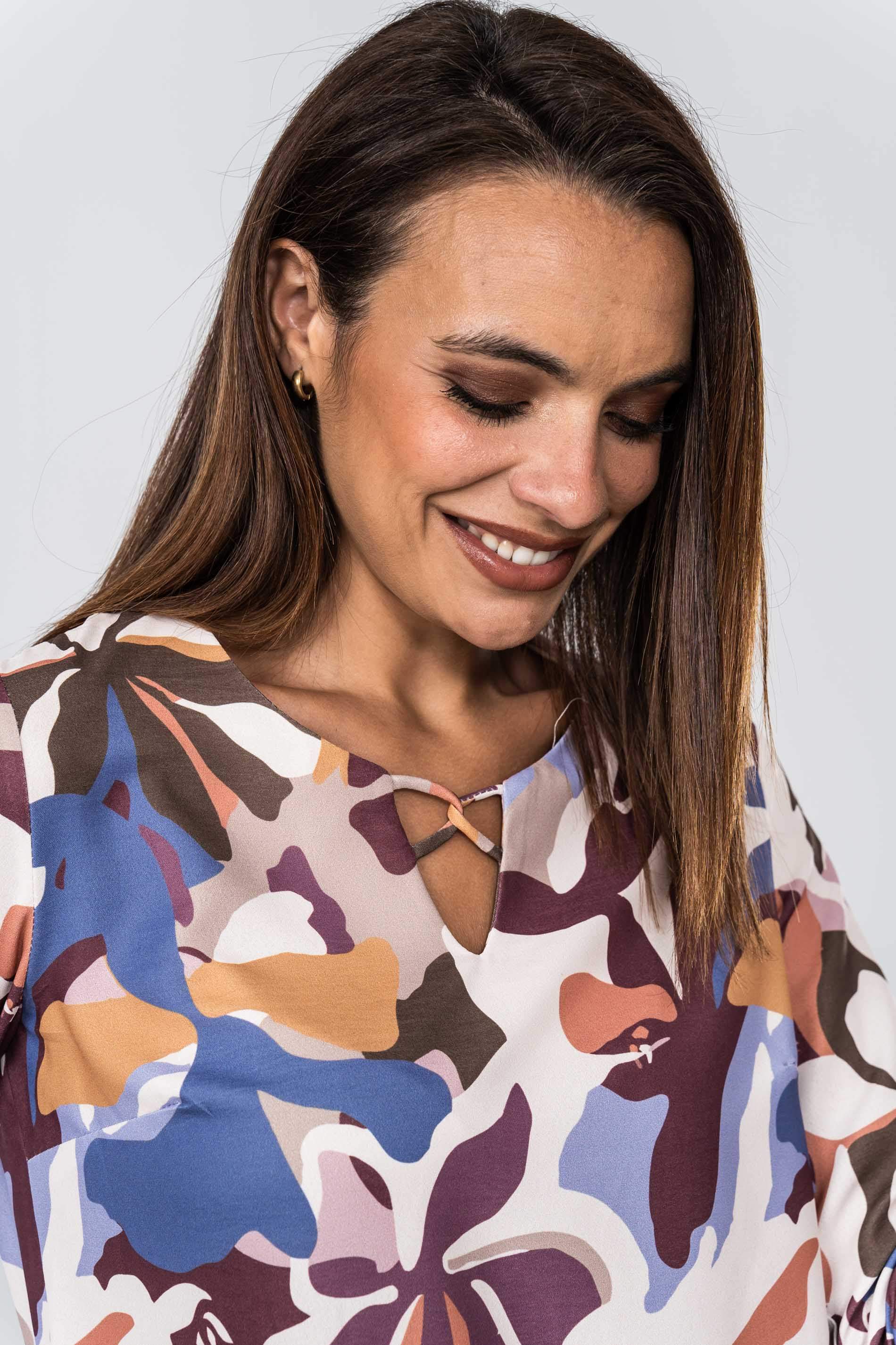 BLUSA ESTAMPADA FLOR MALVA