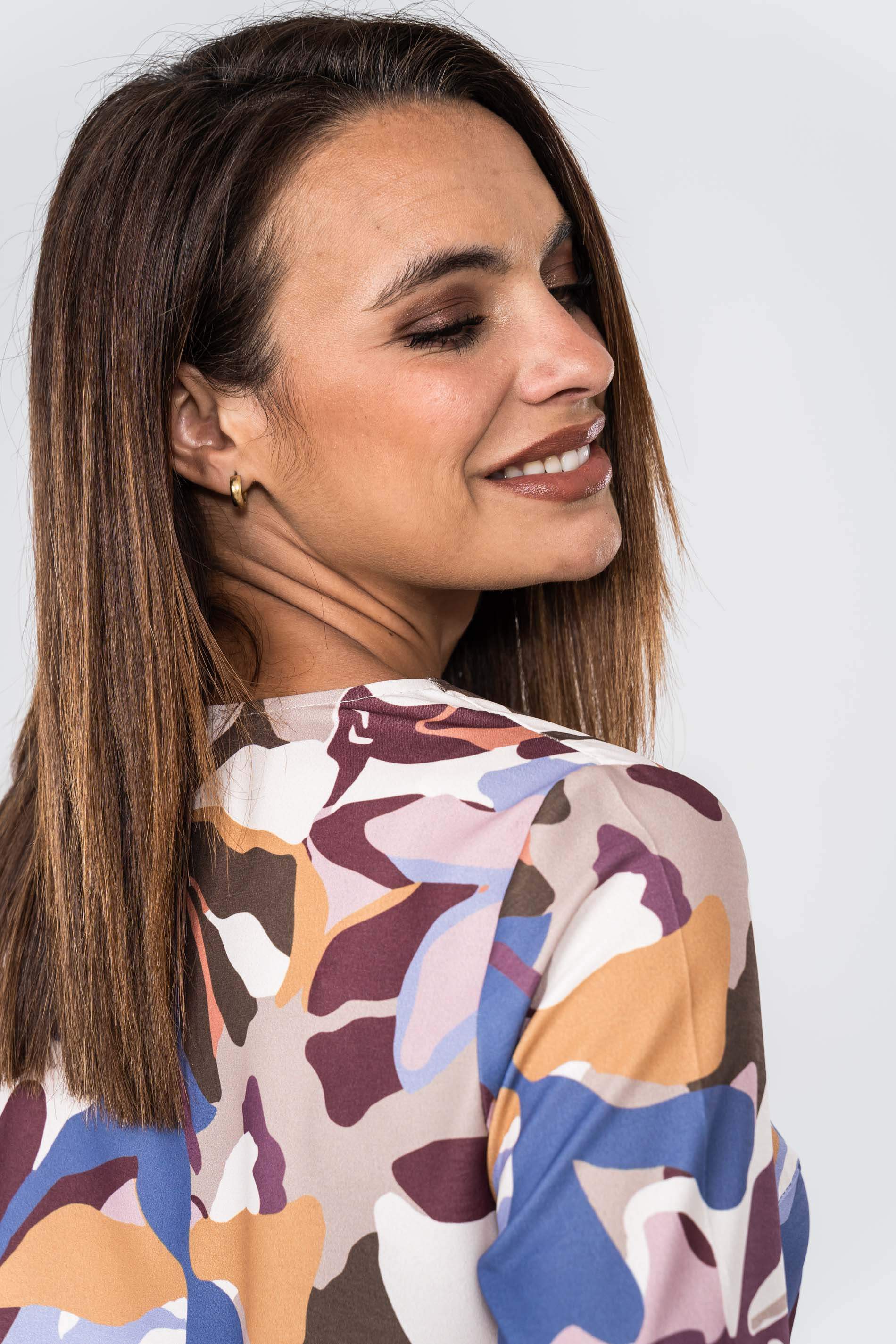 BLUSA ESTAMPADA FLOR MALVA
