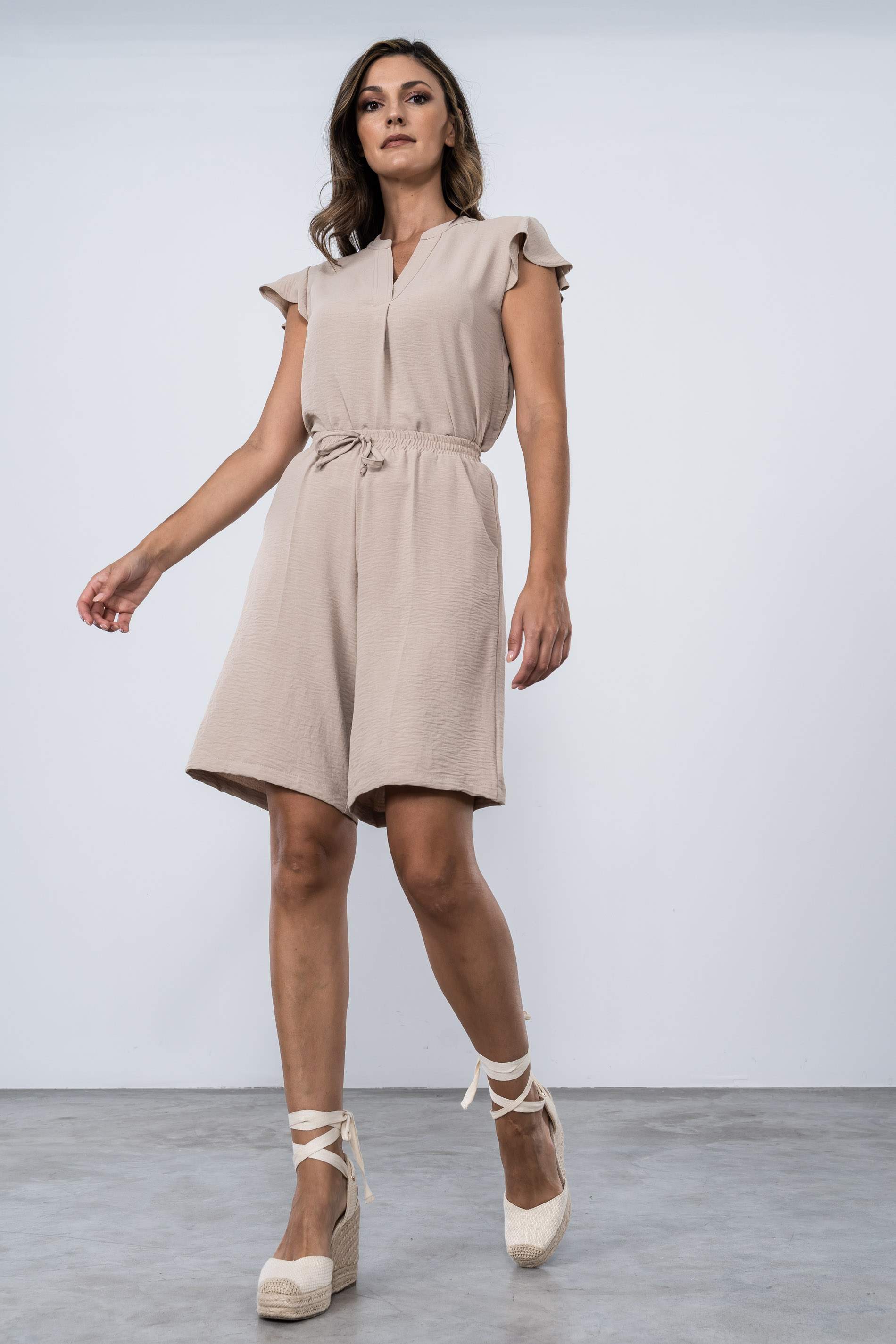 BERMUDA GOMA CINTURA BEIGE