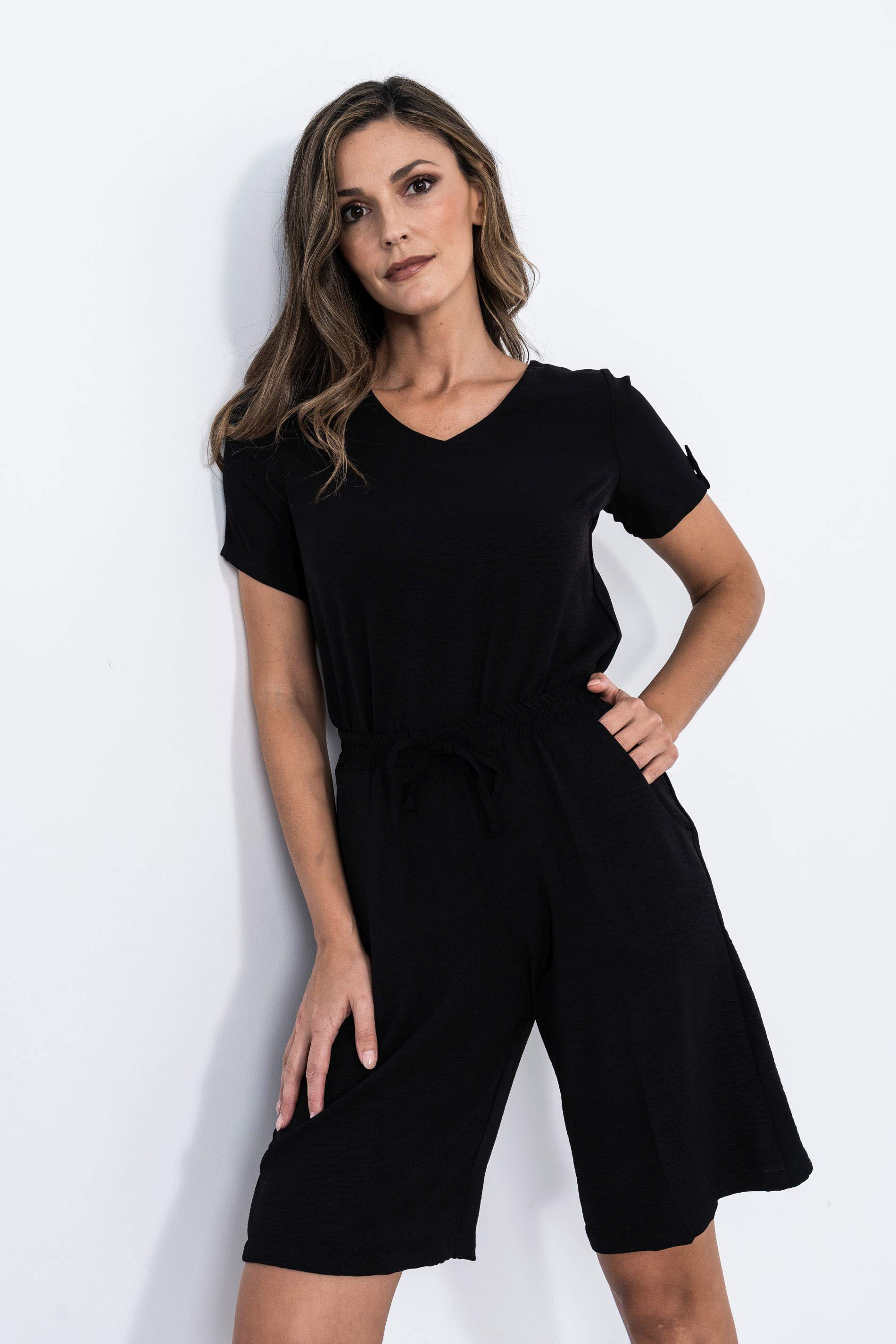 BERMUDA GOMA CINTURA NEGRO