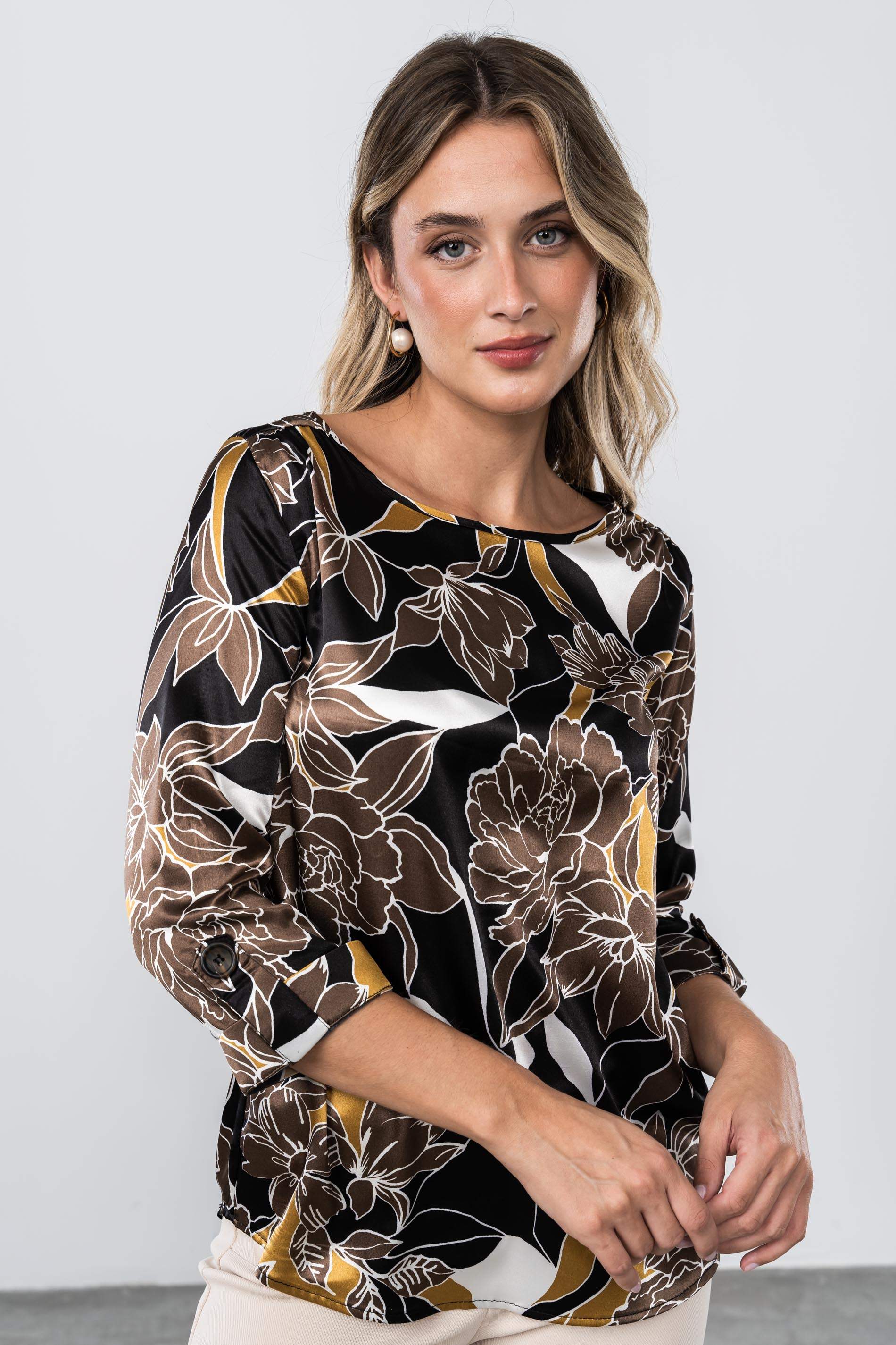 BLUSA SATINADA TRABILLAS NEGRO