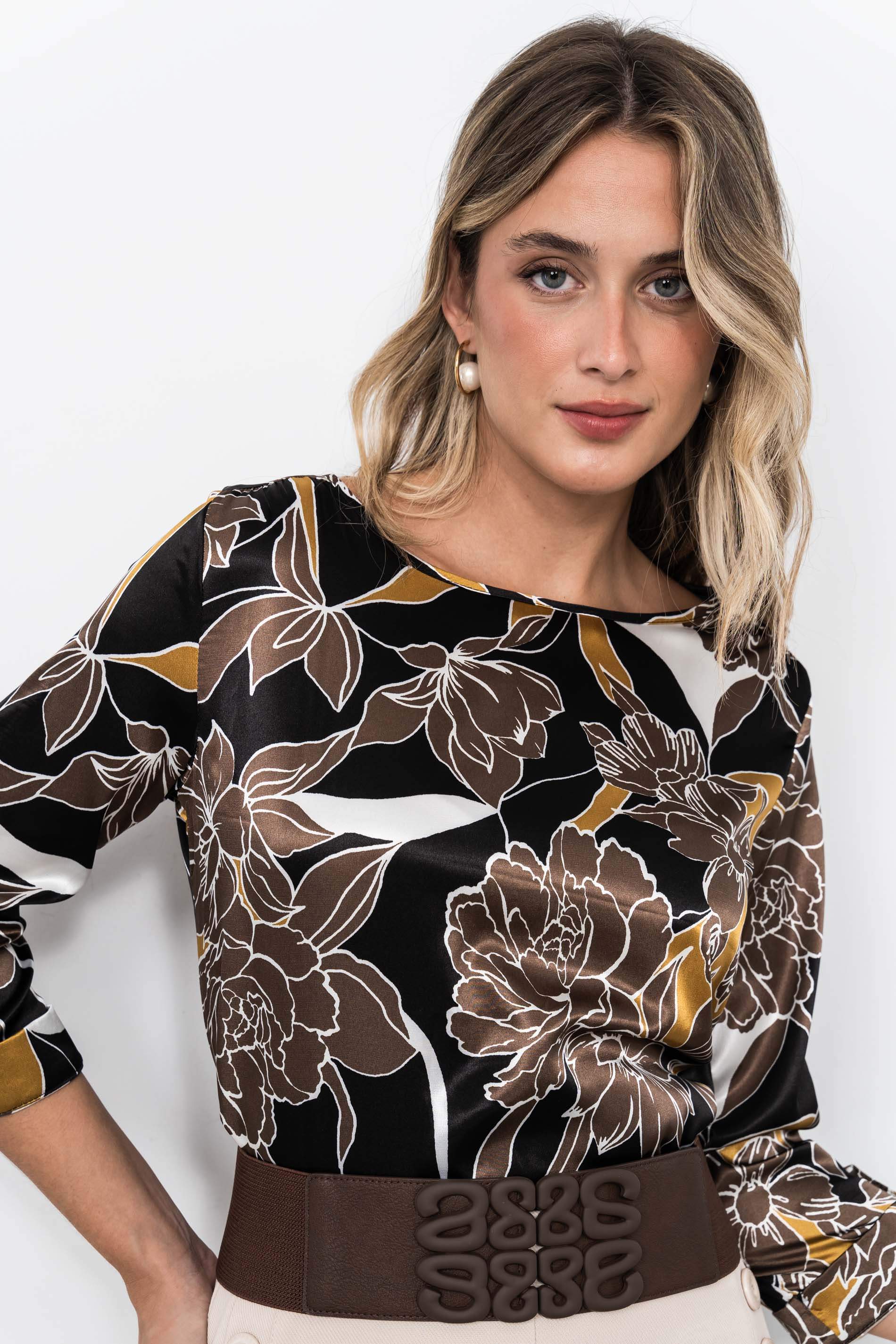 BLUSA SATINADA TRABILLAS NEGRO