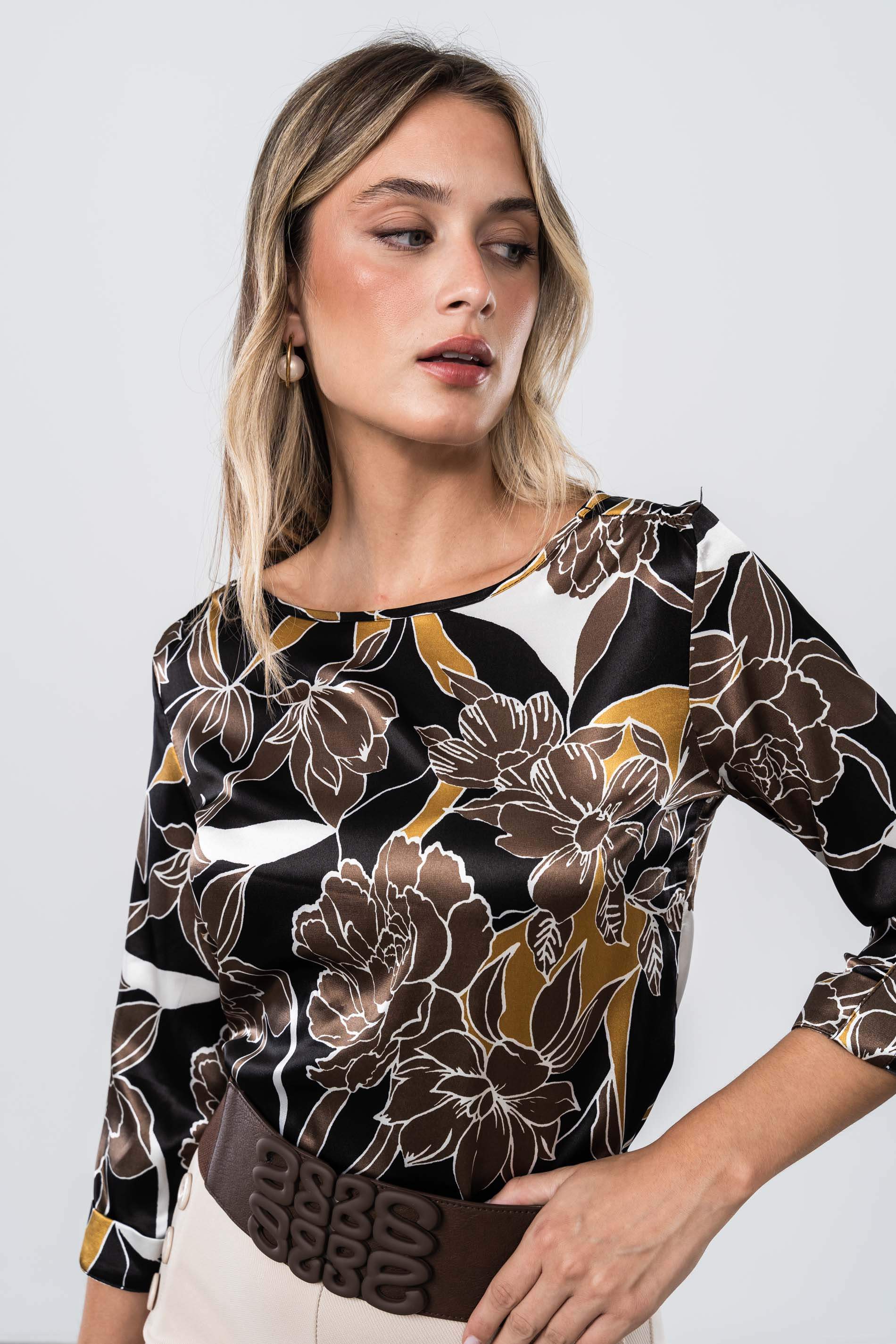 BLUSA SATINADA TRABILLAS NEGRO