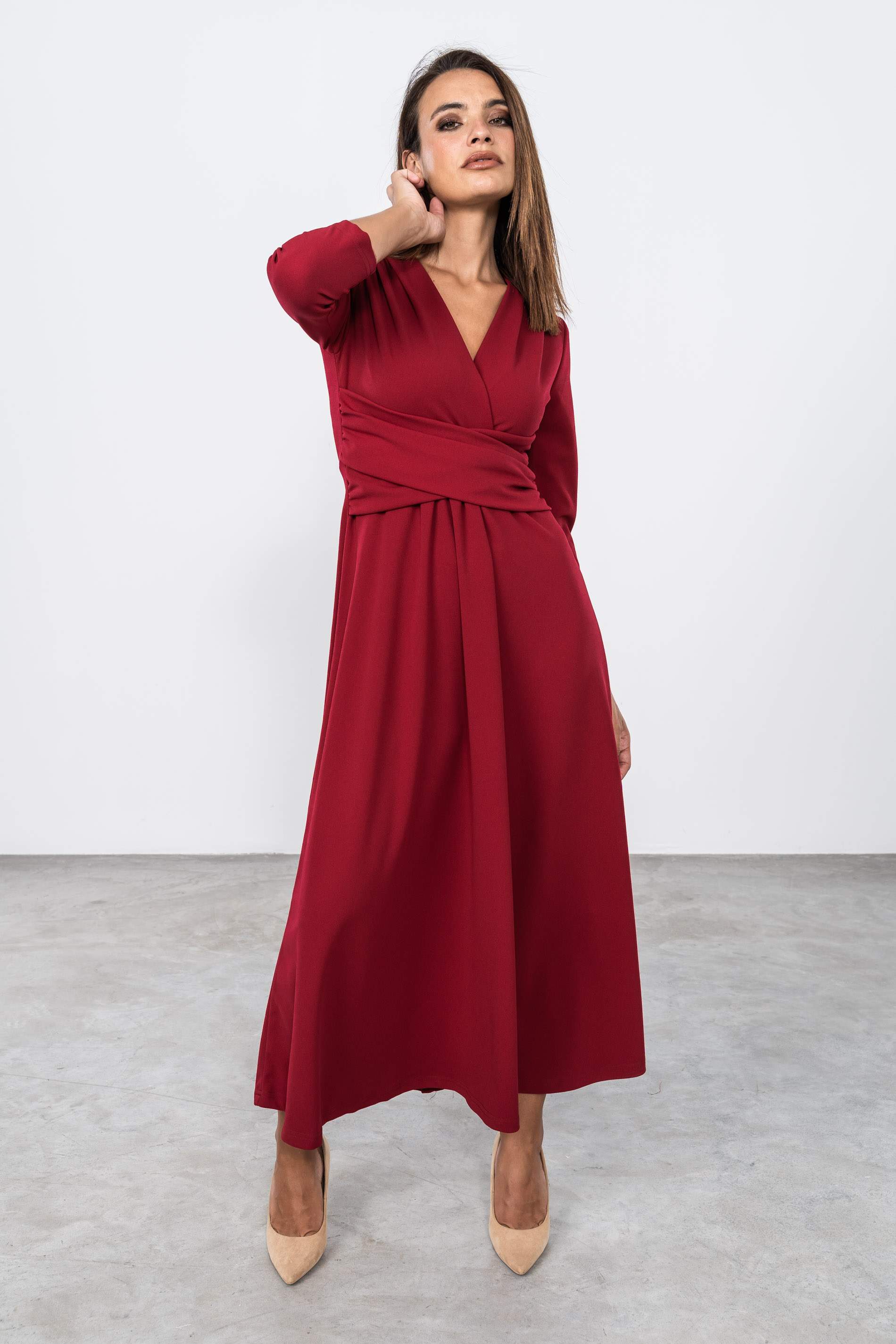 VESTIDO DETALLE CRUZADO ROJO
