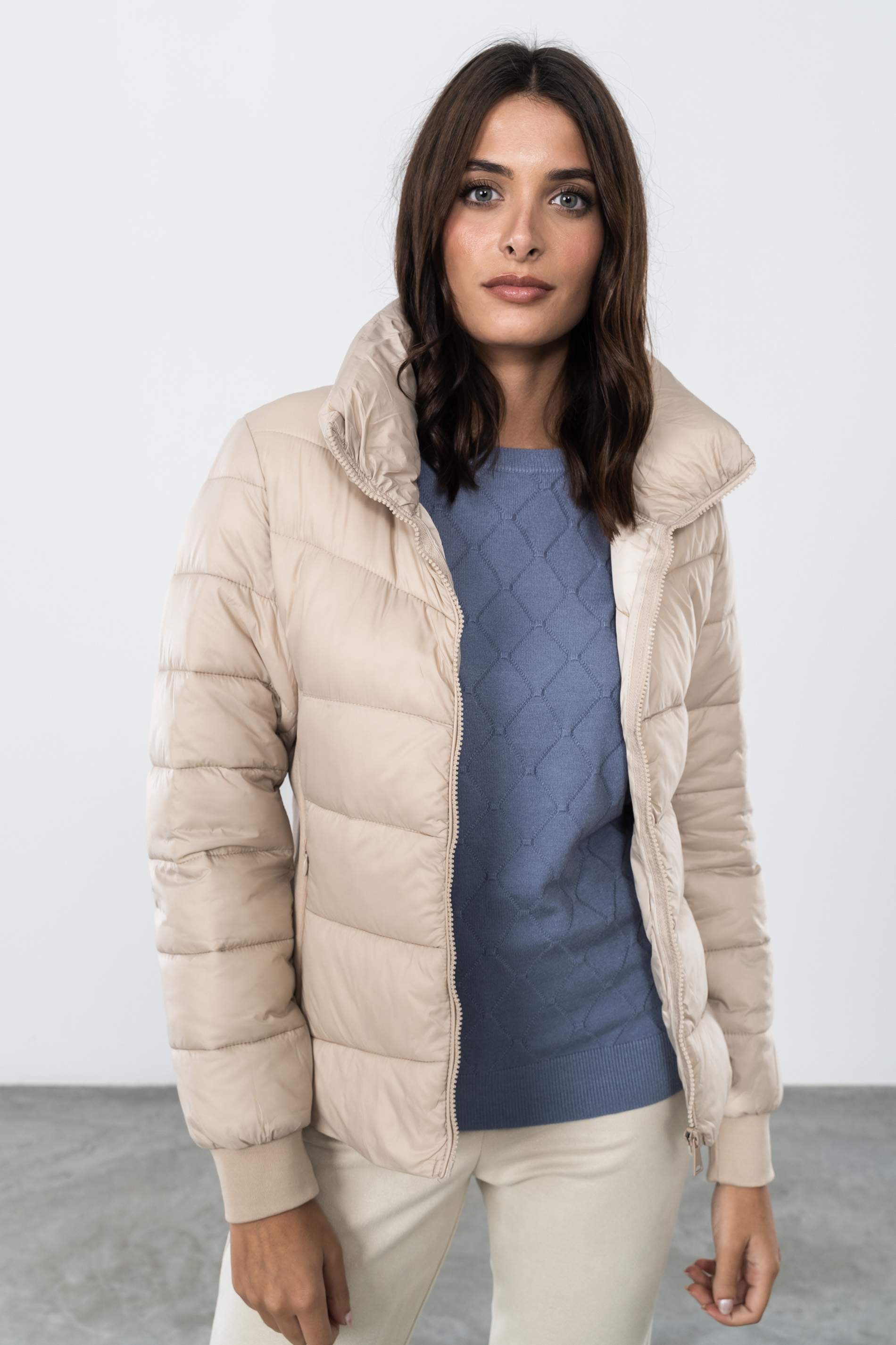PARKA COSTADILLO ELÁSTICO BEIGE