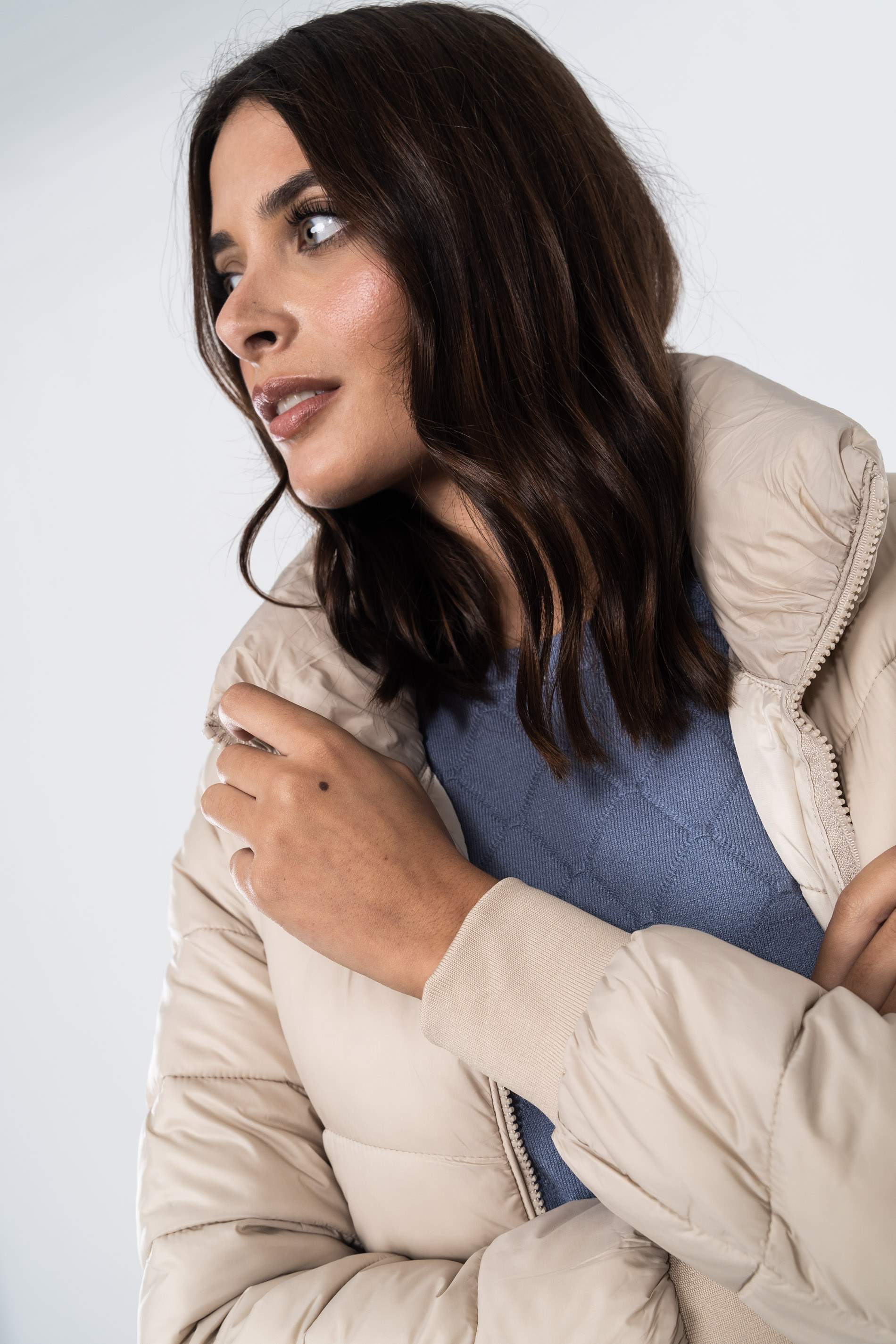 PARKA COSTADILLO ELÁSTICO BEIGE