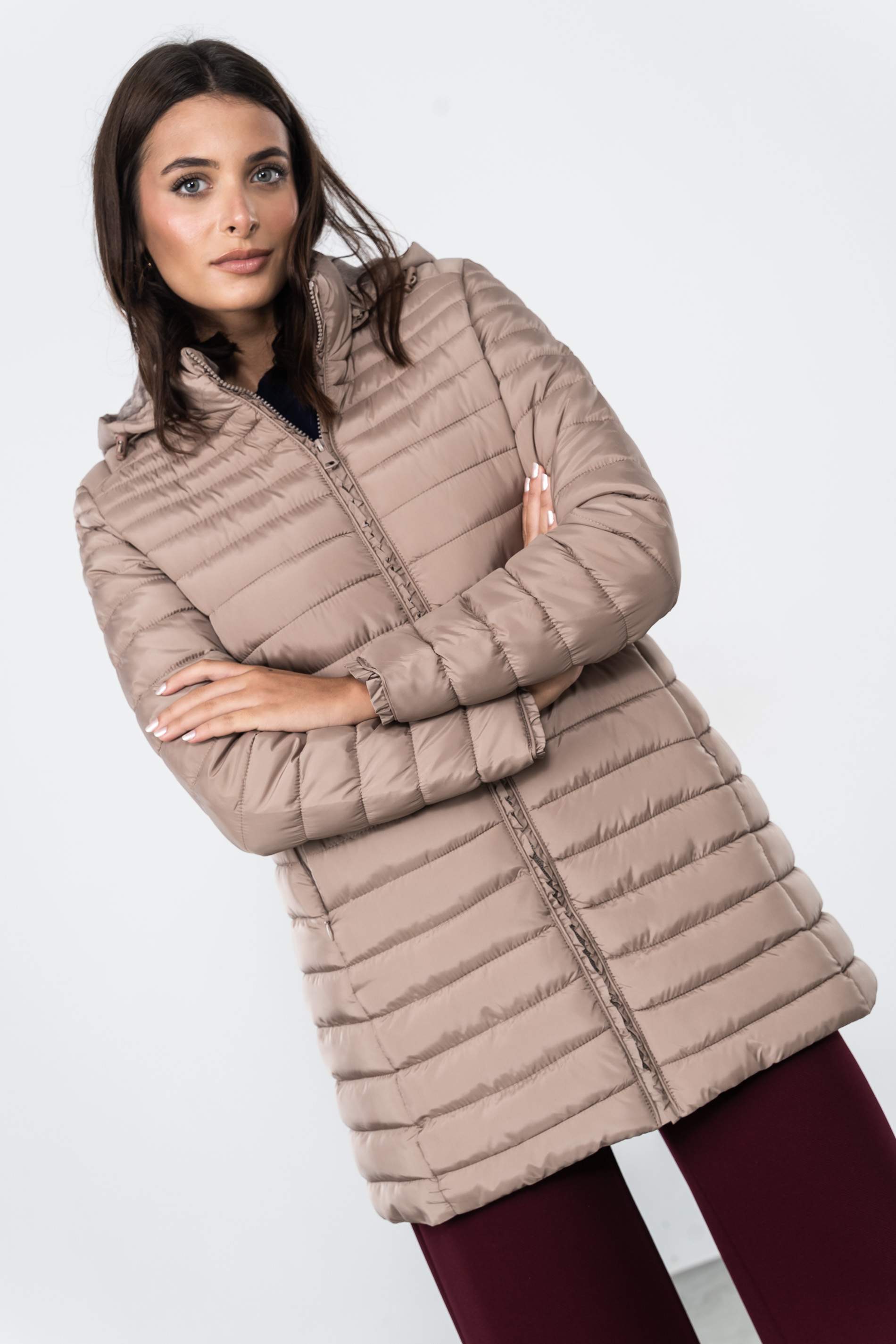 PARKA VOLANTE DECORATIVO TAUPE