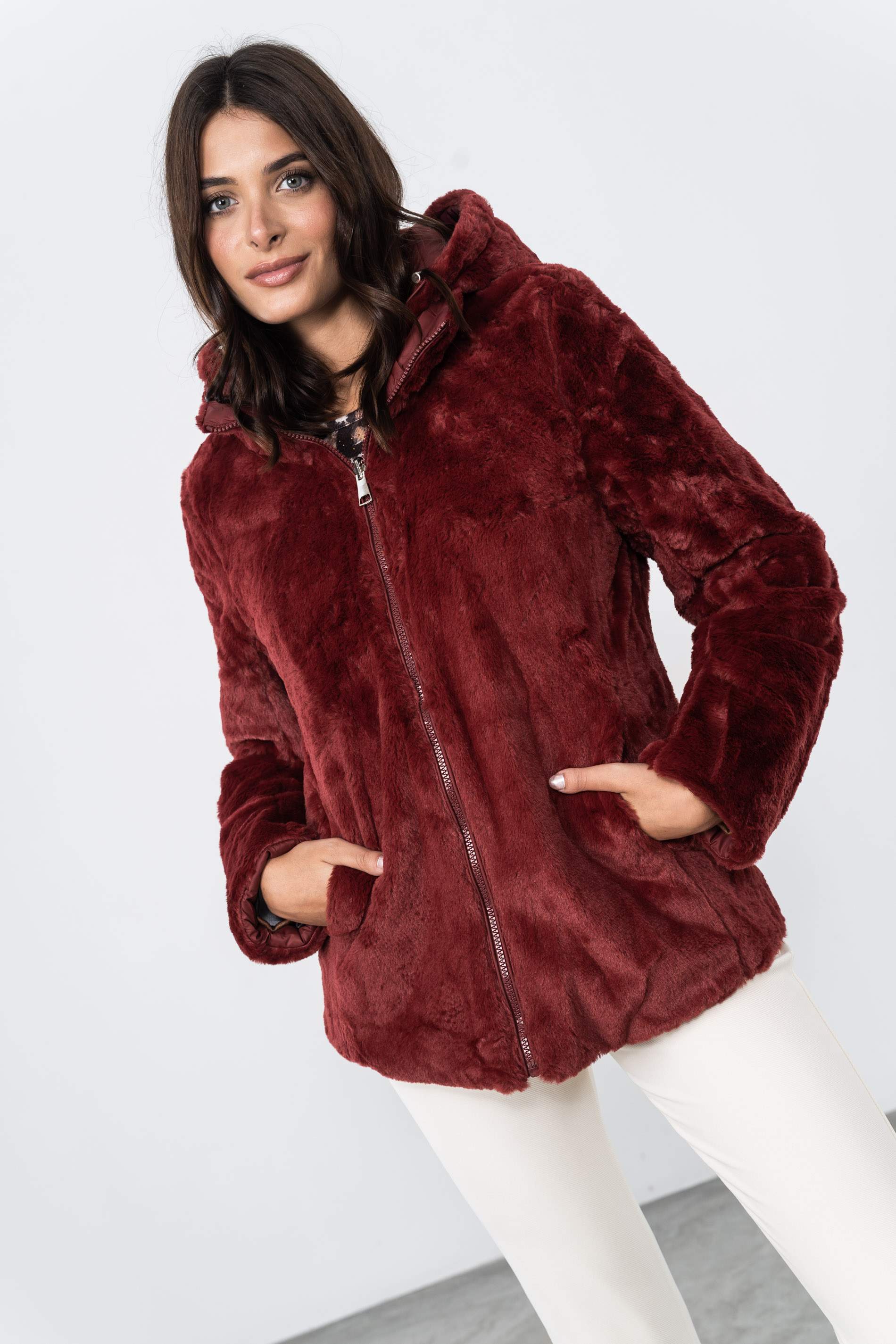 PARKA REVERSIBLE PELO BURDEOS
