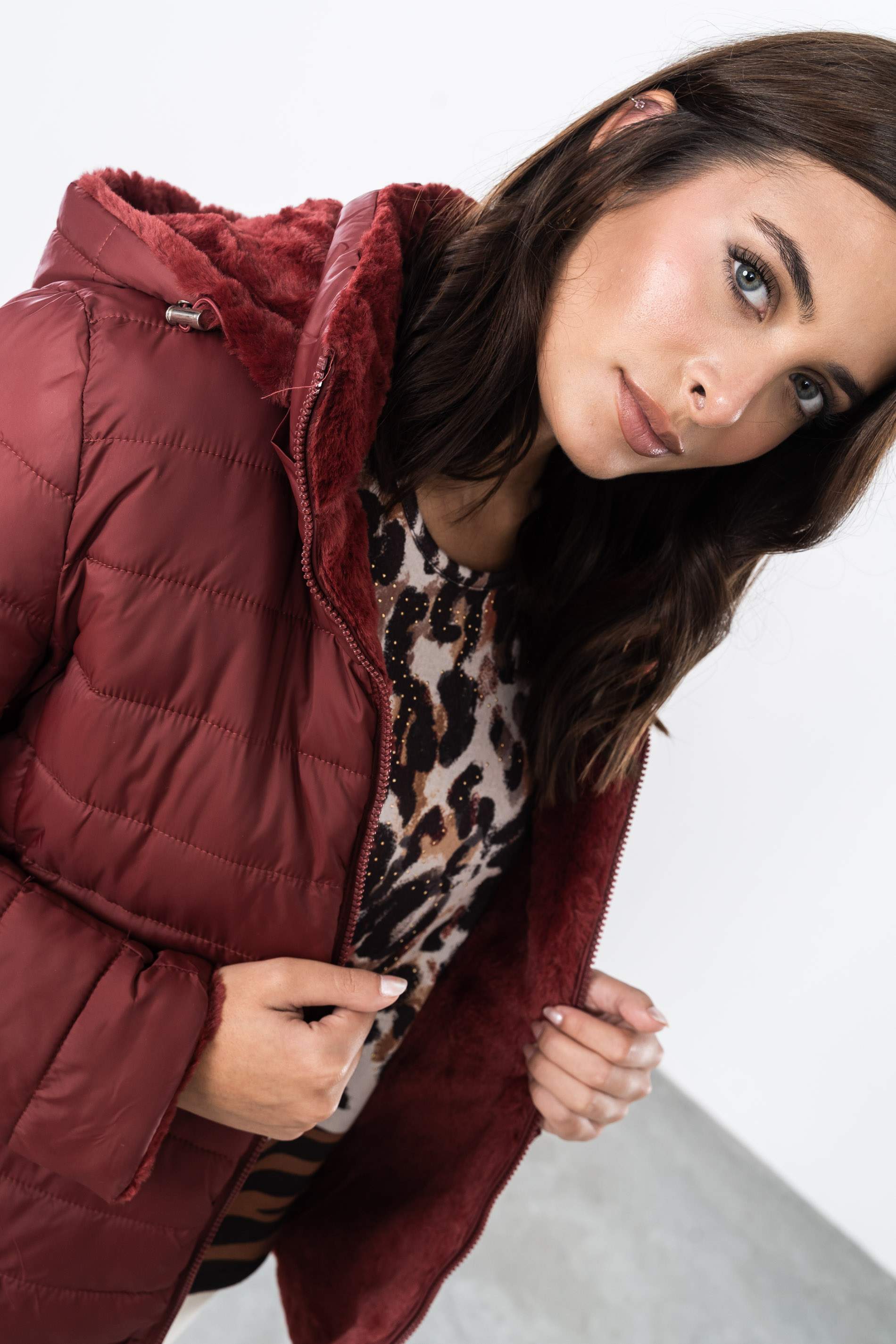 PARKA REVERSIBLE PELO BURDEOS
