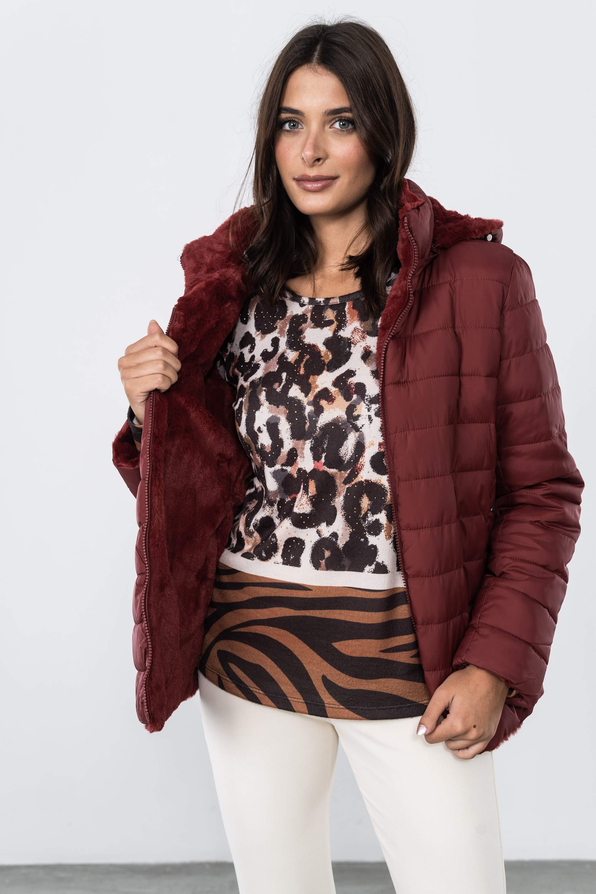 PARKA REVERSIBLE PELO BURDEOS