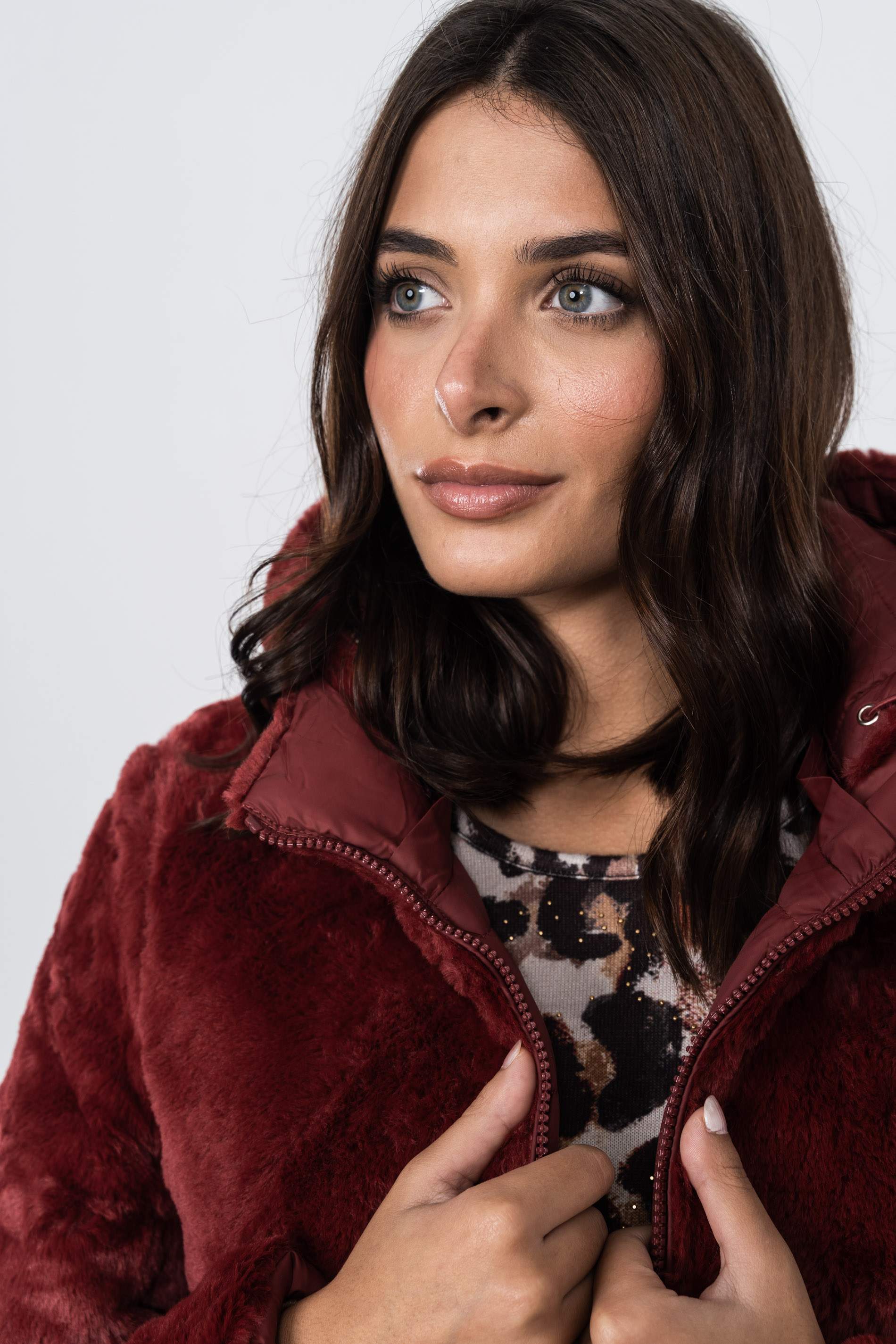 PARKA REVERSIBLE PELO BURDEOS