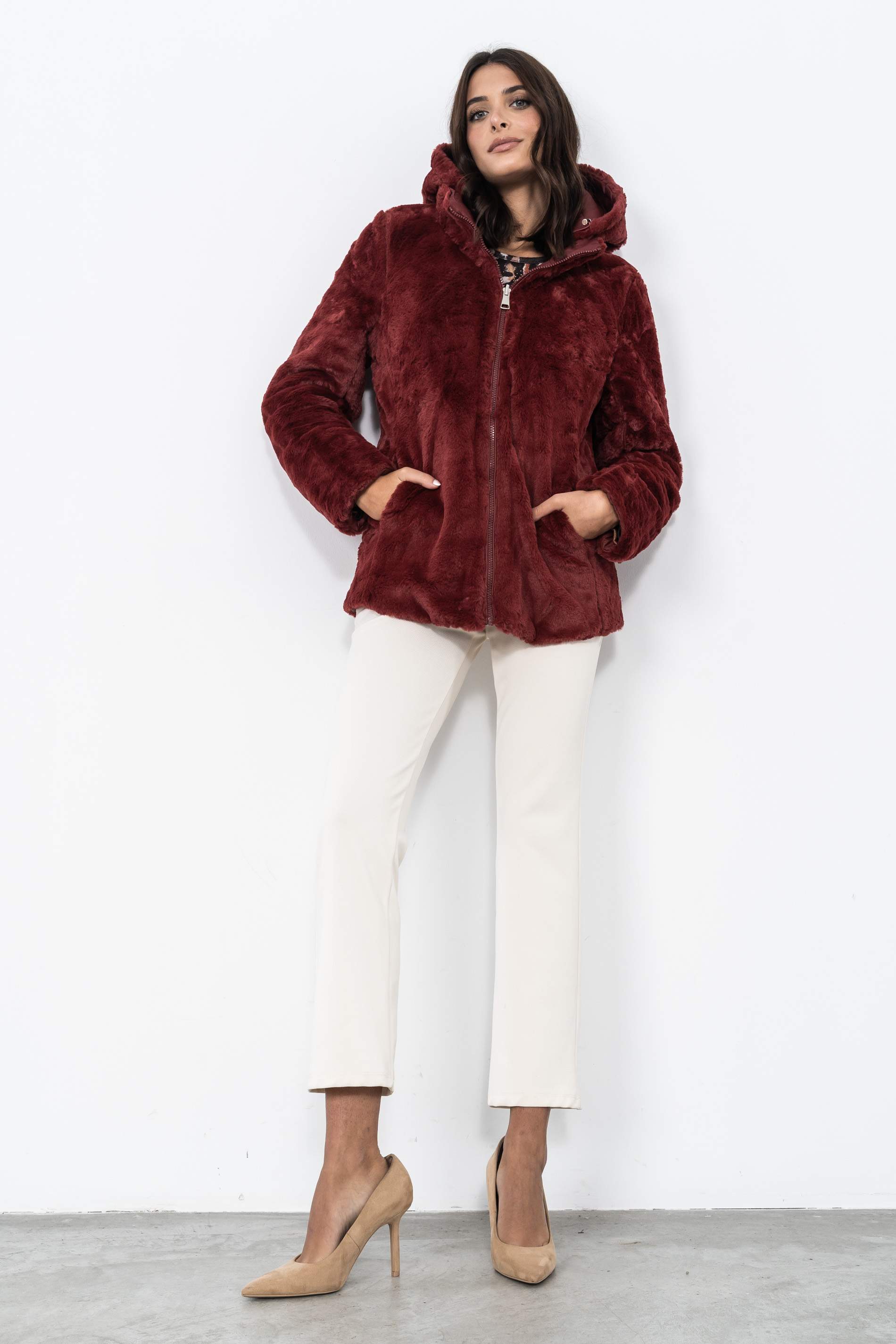 PARKA REVERSIBLE PELO BURDEOS