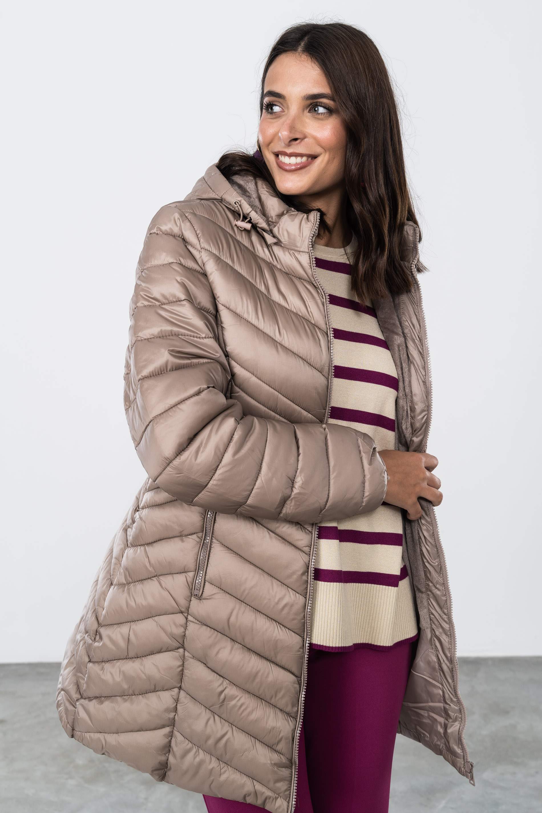 PARKA PESPUNTES DIAGONAL TAUPE