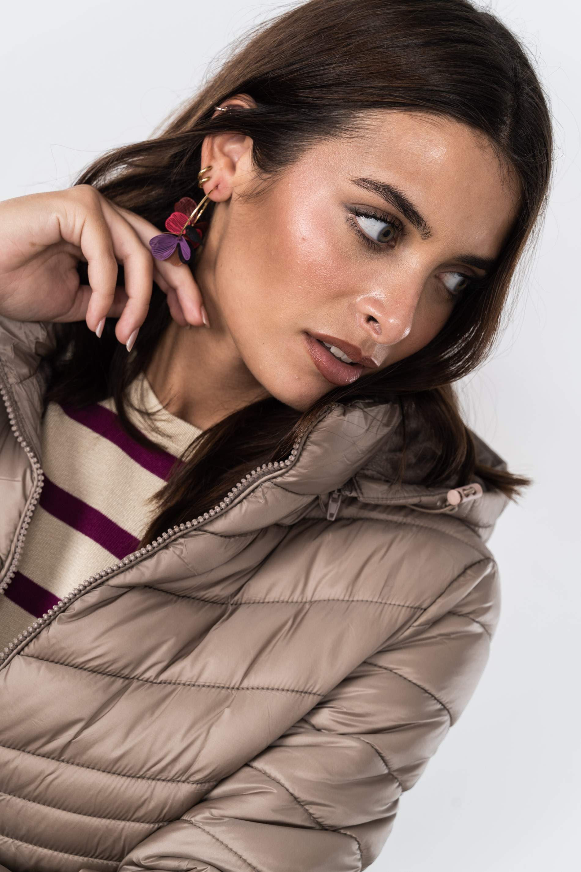 PARKA PESPUNTES DIAGONAL TAUPE